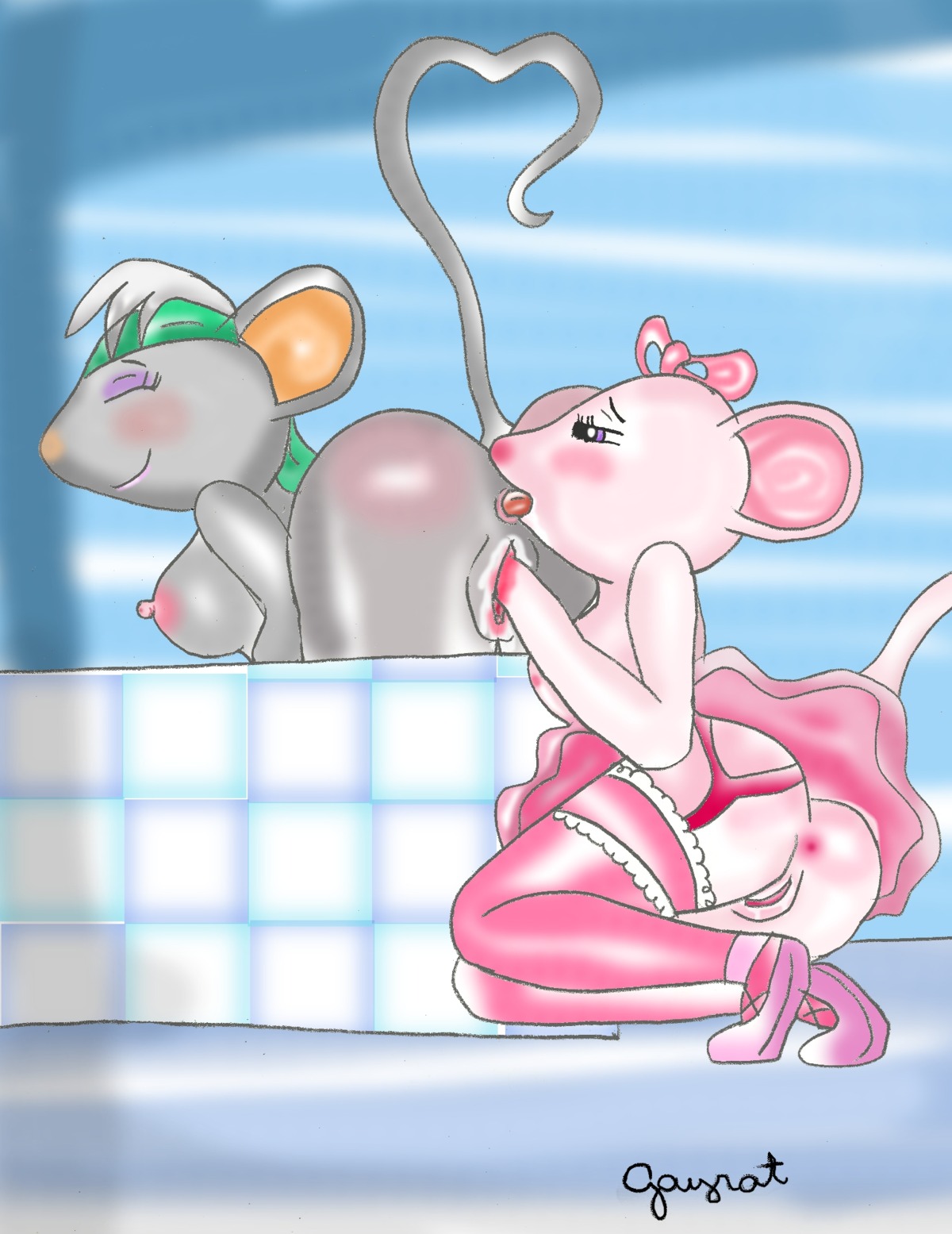 angelina_ballerina angelina_mouseling anthro ass bottom breasts ear female head_band heart legwear lesbian lick make_up makeup mice miss_mimi mouse naked nude pbskids pink_fur pussy rimming rule34 smile student tagme teacher tongue tutu vagina