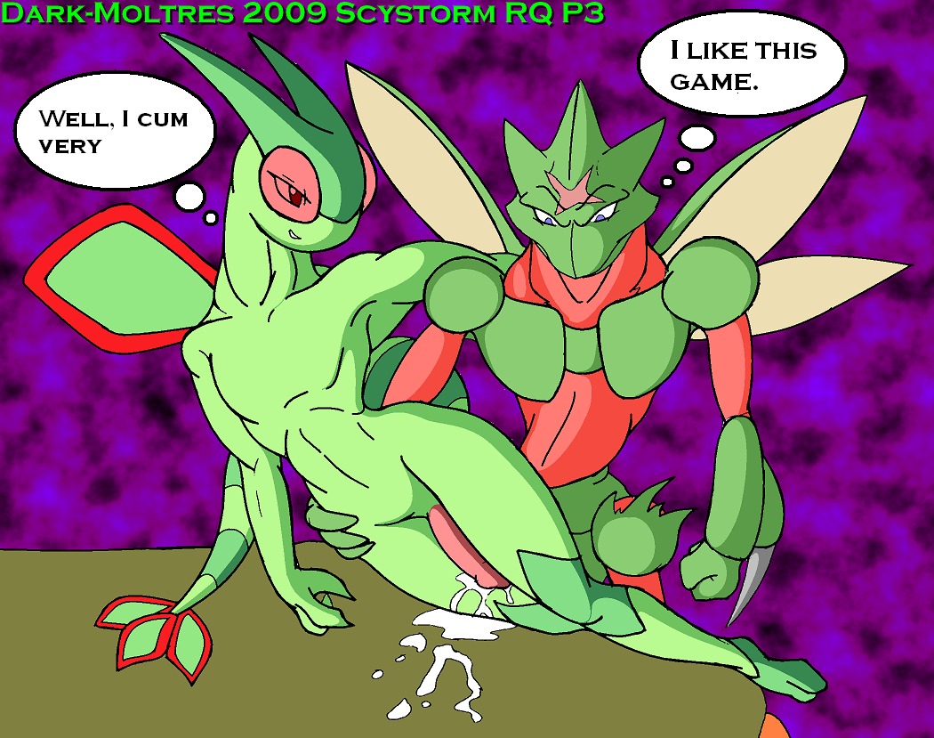 after_sex anthro blue_eyes bodily_fluids broken_language cum dark-moltres duo e621 english_text fan_character flygon generation_1_pokemon generation_3_pokemon genital_fluids insect_wings male male/male membrane_(anatomy) membranous_wings nintendo pokemon pokemon_(species) pokemorph red_eyes scy_storm_(character) scyther tail text wide_hips wings