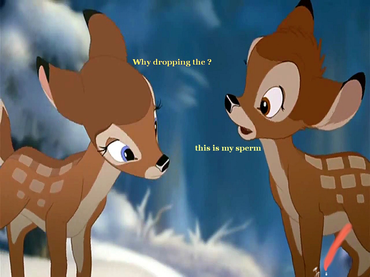 bambi_(character) bambi_(film) cub cub_on_cub deer disney faline female_cub feral male male_cub male_focus penis rule34 tagme