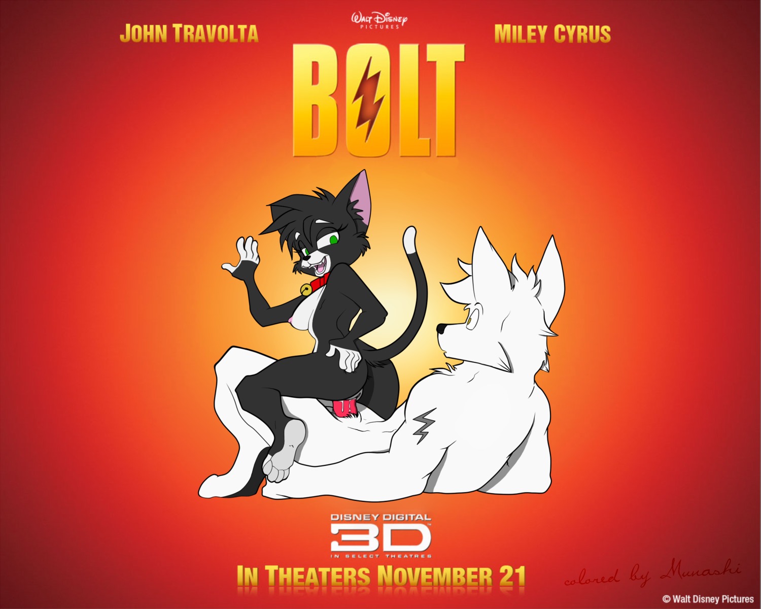 anthro anthrofied bolt_(bolt) bolt_(film) breasts butt canid canine canis collar conditional_dnp disney domestic_cat domestic_dog duo e621 ebonychimera english_text erection eye_contact felid feline felis female genitals german_shepherd herding_dog hi_res interspecies looking_at_another male male/female mammal mittens_(bolt) munashi nipples on_bottom on_top pastoral_dog penis reverse_cowgirl_position sex tail text