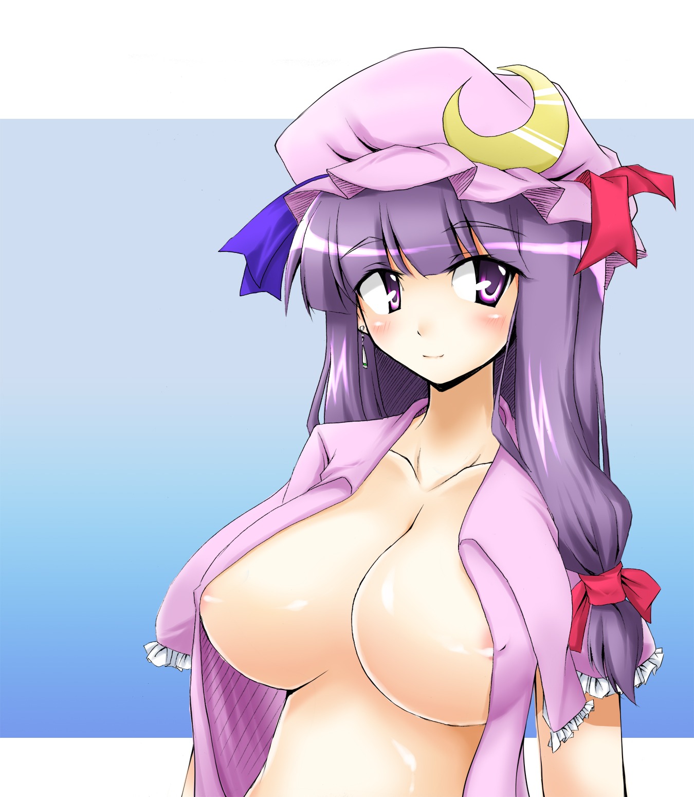 breasts female female_only highres huge_breasts human patchouli_knowledge rule34 shimanaka_arihito solo touhou