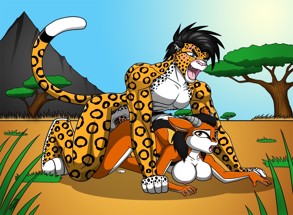 2010 africa all_fours antelope anthro black_hair bovid day detailed_background doggystyle dominant duo e621 felid female forced freckles from_behind_position gazelle genitals hair hunter hunting interspecies jaguar kenya larger_dom larger_male male male/female mammal mountain multicolored_penis nude outdoor_nudity outside outside_sex pantherine penis predator/prey rape safari saillestraife savanna scar scratches sex size_difference sky smaller_female spots stalking tail vulva
