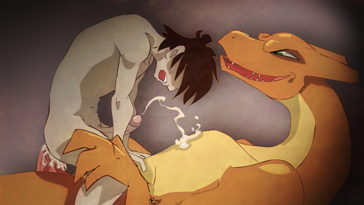 anal anal_penetration anthro anthro_dominating_human bodily_fluids charizard cowgirl_position cum cum_in_ass cum_inside dragon duo e621 erection feral from_front_position generation_1_pokemon genital_fluids genitals green_eyes hi_res human human_on_anthro human_penetrated humanoid_genitalia humanoid_penis interspecies jaunty7 male male/male male_on_bottom male_on_top male_penetrated male_penetrating male_penetrating_male mammal mythological_creature mythological_scalie mythology nintendo nude on_bottom on_top open_mouth orange_body orange_skin penetration penis pokemon pokemon_(species) pokephilia scalie sex size_difference smaller_penetrated straddling
