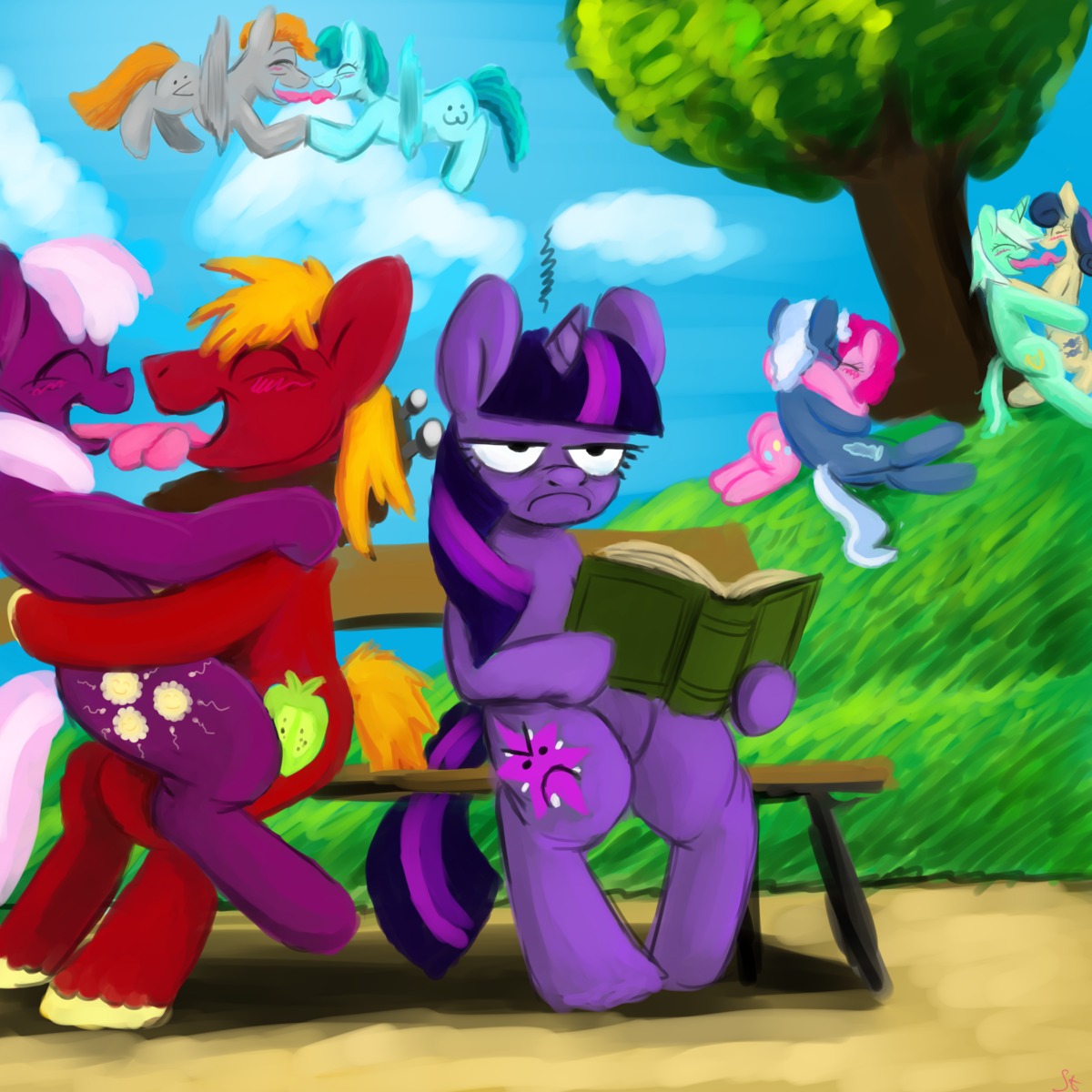 1:1 :3 :v >:c absurd_res against_natural_surface against_surface against_tree angry annoyed bench big_macintosh_(mlp) blue_body blue_feathers blue_fur blue_hair blush bonbon_(mlp) book cheerilee_(mlp) cloud condom cutie_mark e621 earth_pony emoticon entwined_tongues equid equine extreme_french_kiss eyes_closed feathered_wings feathers female female/female feral feral_on_feral fluffy fluffy_tail flying french_kissing friendship_is_magic frown fur grass green_body green_fur grey_body grey_feathers grey_fur group hair half-closed_eyes hasbro hi_res hladilnik holding_object hooves horn horse hug humor kissing leaning leaning_backward leaning_on_tree licking_tongue long_hair lyra_heartstrings_(mlp) male male/female mammal multicolored_hair multicolored_tail multiple_ova my_little_pony mythological_creature mythological_equine mythology narrowed_eyes on_bench open_mouth open_smile orange_hair orange_tail outside ovum park pegasus pink_body pink_fur pink_hair pink_tail pink_tongue pinkie_pie_(mlp) plant plow_yoke pony purple_body purple_fur purple_hair purple_horn purple_tail red_body red_fur sexual_barrier_device sitting sky smile sperm_cell suggestive tail tan_body tan_fur tongue tongue_out tree twilight_sparkle_(mlp) two_tone_hair unicorn wings yellow_body yellow_fur