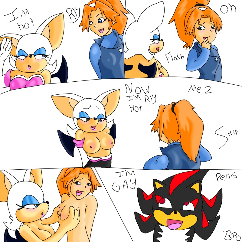 1boy 2girls anthro anthro_female bat_girl bat_humanoid blue_eyeshadow bpq00x breast_grab breasts elbow_gloves english_text female flashing_breasts furry furry_female hairband hedgehog_humanoid high_ponytail interspecies male meme mobian_(species) molly_(sonic_x) orange_hair parted_bangs ponytail rouge_the_bat rule34 sega shadow_the_hedgehog simple_background small_nipples sonic_(series) sonic_x undressing undressing_self white_background white_elbow_gloves white_gloves white_hairband yuri