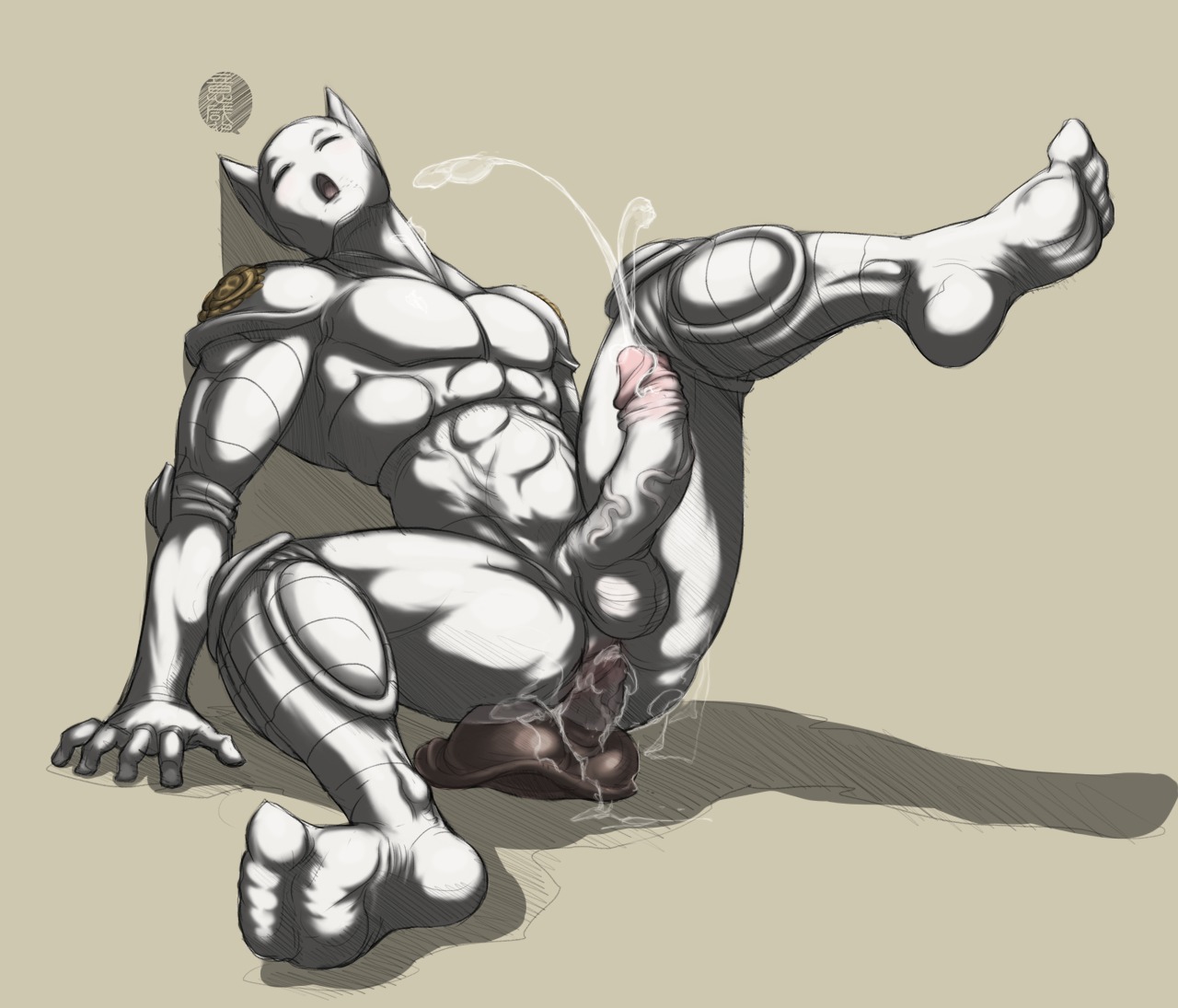 abs anal anal_masturbation anal_penetration anthro anus balls biped bodily_fluids bulge butt cum cumshot diamond_is_unbreakable dildo dildo_sitting e621 ejaculation erection feet felid foreskin fydbac genital_fluids genitals hindpaw humanoid_genitalia humanoid_penis jojo's_bizarre_adventure killer_queen_(jjba) male mammal masturbation muscular muscular_anthro muscular_male orgasm paws penetration penis retracted_foreskin sex_toy sketch solo stand_(jjba) standing toying_self vein veiny_penis yellowpower