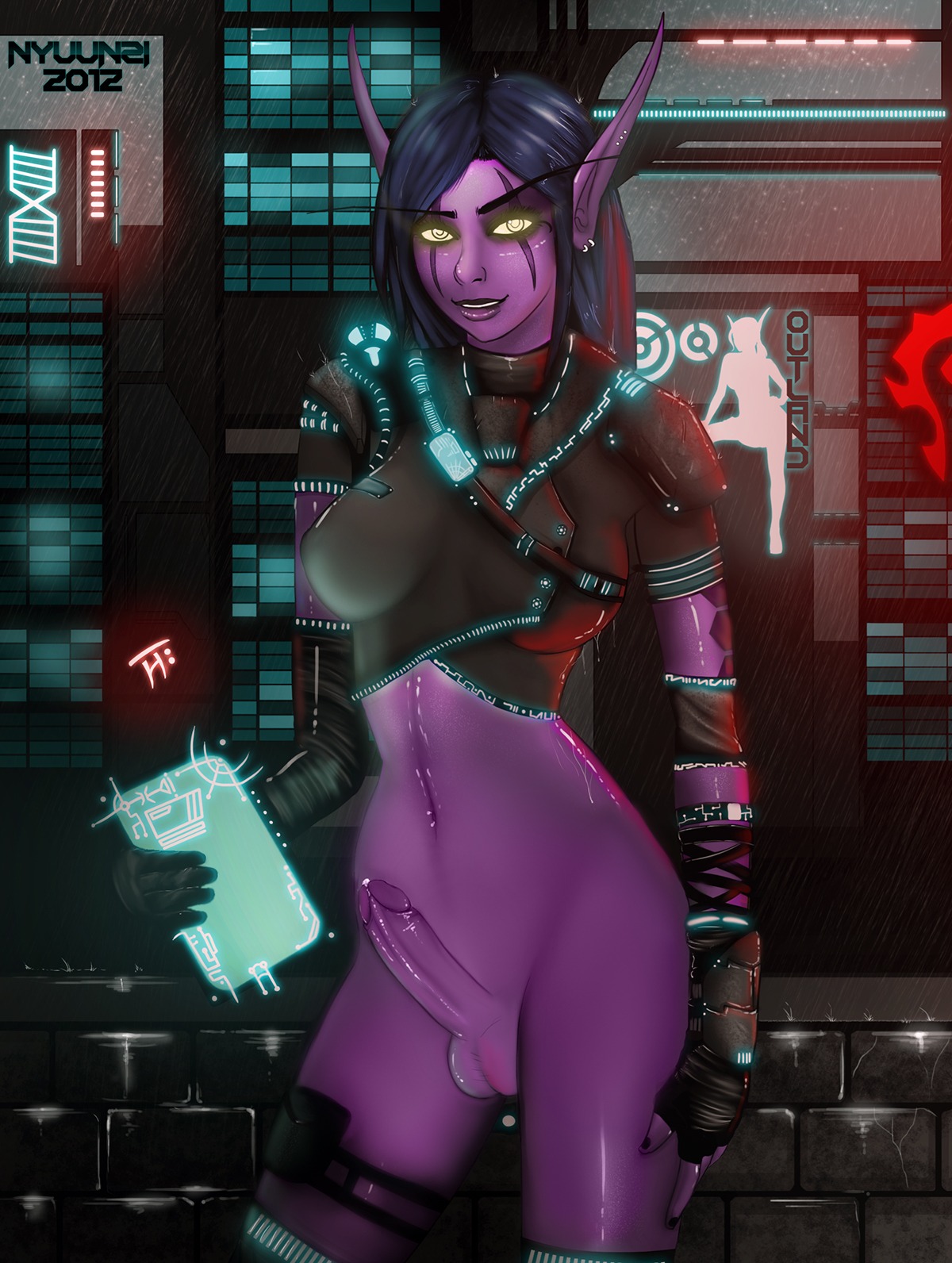 futanari intersex night_elf nyuunzi precum rule34 uncensored world_of_warcraft