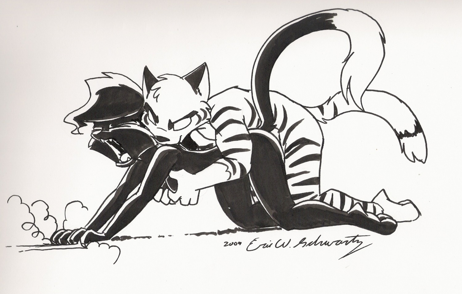 2009 all_fours anthro anthro_on_anthro bite breast_grab breasts claws darke_katt doggystyle domestic_cat duo e621 eric_schwartz eyes_closed felid feline felis female female_penetrated from_behind_position fur grabbing_from_behind grope hand_on_breast hi_res in_heat male male/female male_penetrating male_penetrating_female mammal monochrome nude open_mouth orgasm penetration rush sex striped_body striped_fur stripes tail