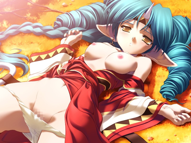 artist_request breasts censored female horn lying nipples pointy_ears pussy rule34