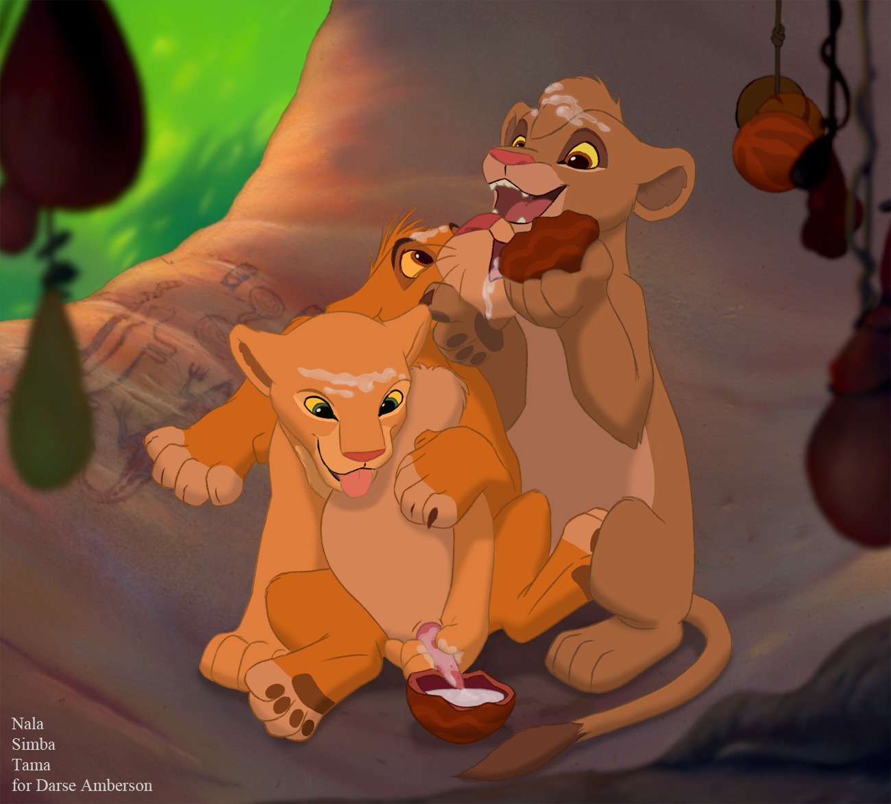 bodily_fluids bowl container cum cum_circulation cum_in_bowl cum_in_container cum_in_hair cum_in_mouth cum_in_self cum_inside cum_on_face cum_on_penis digital_media_(artwork) disney drinking drinking_cum drinking_own_cum e621 erection feet felid female female_feral feral feral_on_feral fingerless_(marking) fur genital_fluids genitals group group_sex hair handjob hindpaw lion male male/female male_feral mammal nala_(the_lion_king) on_model open_mouth pantherine paws penile penis penis_grab penis_milking sex simba_(the_lion_king) smile tail tail_tuft tama_(the_lion_king) text the_giant_hamster the_lion_king thin_tail threesome toeless_(marking) tongue tongue_out toony trio tuft young young_feral young_on_young