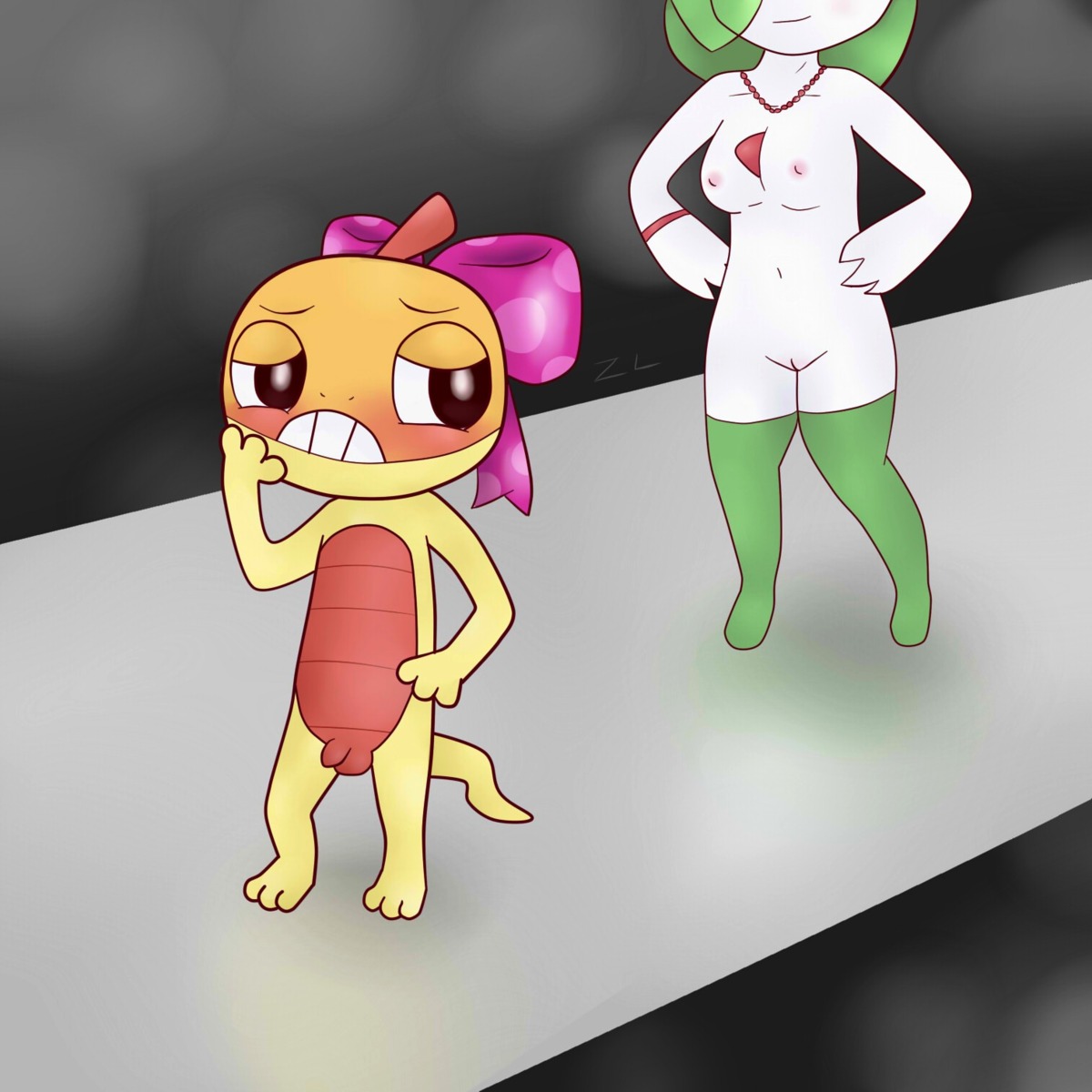 1:1 2013 anthro balls blush breasts child digital_media_(artwork) duo e621 female fire flaccid foreskin gardevoir generation_3_pokemon generation_5_pokemon genitals green_hair hair hi_res humanoid_genitalia humanoid_penis interspecies lizard male mammal nintendo nipples nude penis pokemon pokemon_(species) pokephilia reptile scalie scraggy tail vulva young zeklullaby