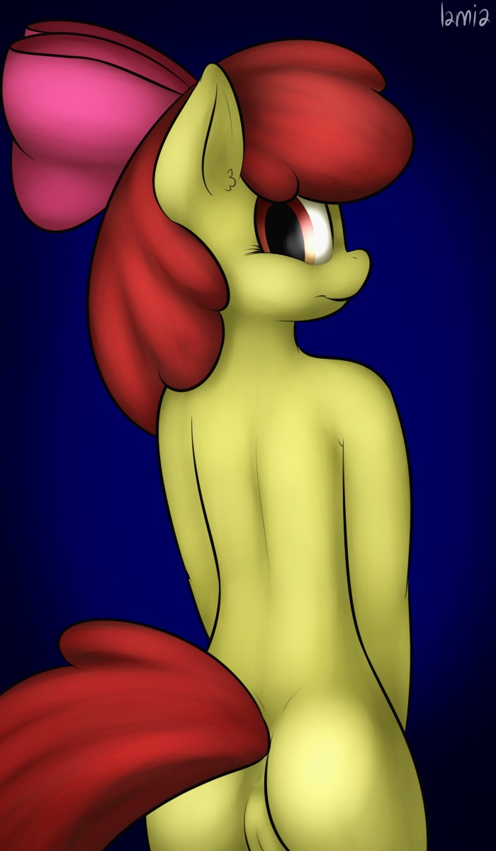2013 accessory anthro anthrofied anus apple_bloom_(mlp) biped bow_(feature) bow_accessory bow_ribbon butt digital_media_(artwork) e621 earth_pony equid equine female friendship_is_magic fur genitals hair hair_accessory hair_bow hair_ribbon hasbro hi_res horse lamiaaaa looking_back mammal my_little_pony pony raised_tail rear_view red_hair ribbons solo tail vulva yellow_body yellow_fur young young_anthro