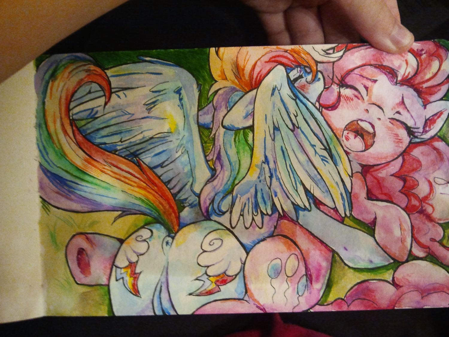 bcs female friendship_is_magic marker_(artwork) my_little_pony photo_(medium) pink_hair pinkie_pie_(mlp) pussy rainbow_dash_(mlp) rule34 smooth_skin traditional_media_(artwork)