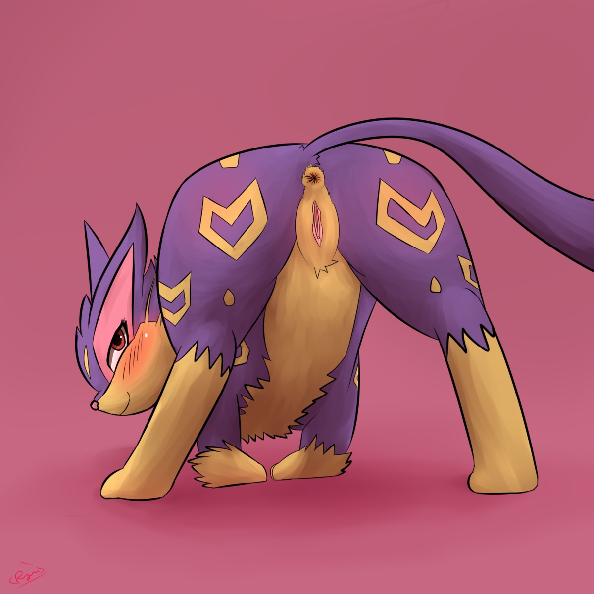 1:1 anus ass_up blush butt clitoral_hood clitoris e621 felid female feral fur generation_5_pokemon genitals hi_res liepard looking_at_viewer looking_back mammal nintendo nude pokemon pokemon_(species) presenting presenting_hindquarters presenting_vulva rear_view rymherdier simple_background solo vulva