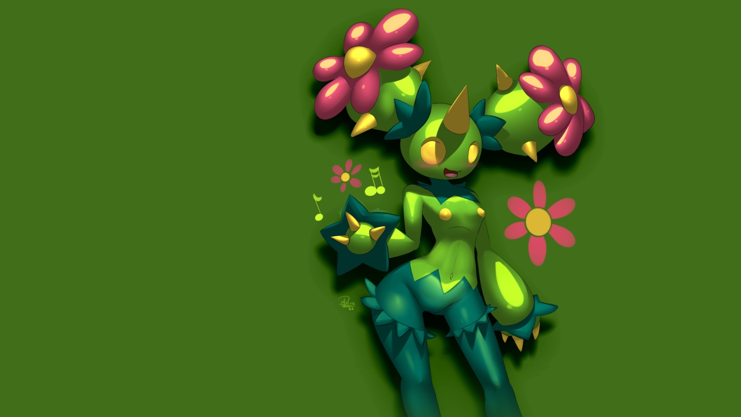16:9 2013 blush breasts cactus cactus_creature cactus_humanoid digital_media_(artwork) e621 elemental_creature elemental_humanoid elpatrixf female female_humanoid flora_fauna generation_5_pokemon genitals green_body green_skin hi_res humanoid maractus musical_note musical_symbol nintendo nipples non-mammal_breasts non-mammal_nipples not_furry nude nude_female nude_humanoid plant plant_humanoid pokemon pokemon_(species) simple_background small_breasts solo symbol vulva wallpaper wide_hips widescreen yellow_nipples