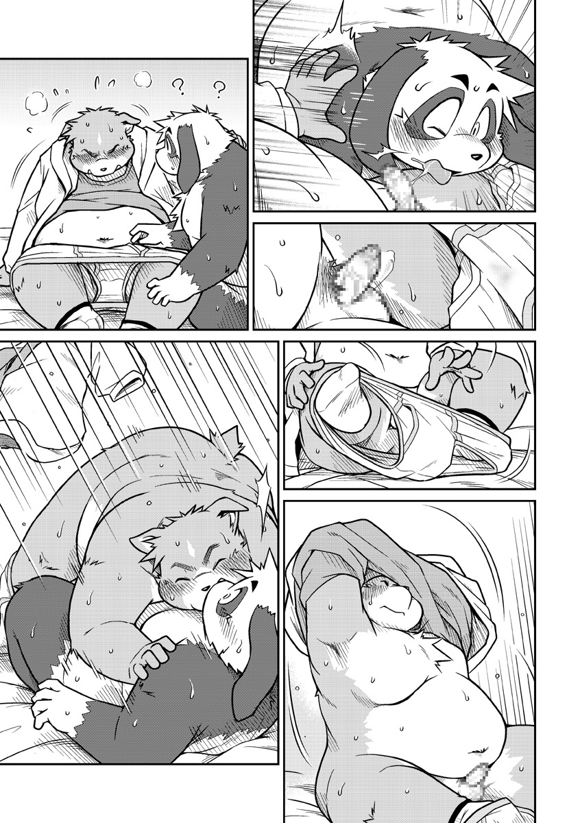 anthro balls bear briefs canid canine canis censored clothed clothing clothing_pull comic domestic_dog duo e621 erection genitals greyscale hi_res kissing male male/male mammal monochrome mosaic_censorship multiple_scenes obese overweight partially_clothed penis pounce sex small_penis takagi_kyou tighty_whities underwear underwear_down underwear_pull undressing white_briefs white_clothing white_underwear