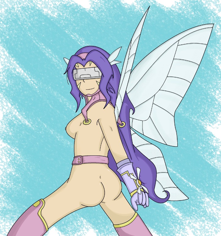 4_wings ass back_view beige_skin breasts closed_mouth color digimon fairimon fairy fairy_wings fairymon female female_only gloves hair kazemon long_hair looking_back multi_wing purple_hair rule34 solo tagme visor visor_(eyewear) wings