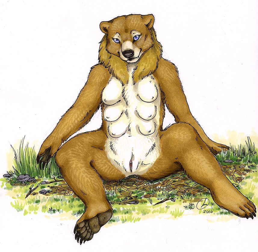 2011 6_breasts anthro bear breasts clitoris e621 female genitals gravewalker inviting mammal multi_breast nipples nude outside simple_background solo spread_legs spreading traditional_media_(artwork) truttle_(character) vulva white_background