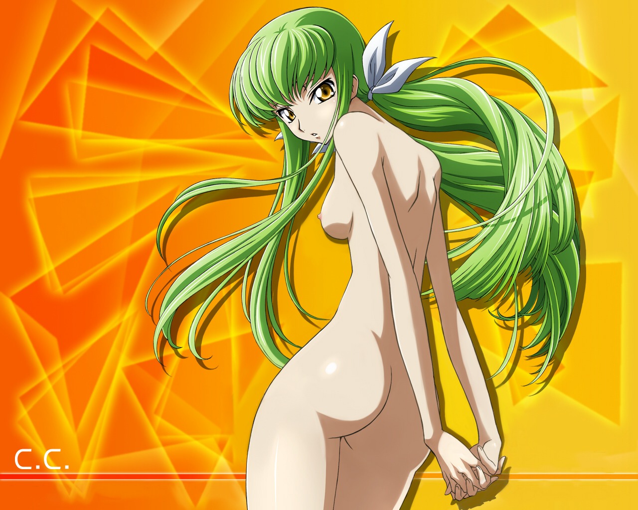 ass c.c. code_geass female green_hair long_hair nude nude_filter photoshop rule34 tied_hair twintails wallpaper yellow_eyes