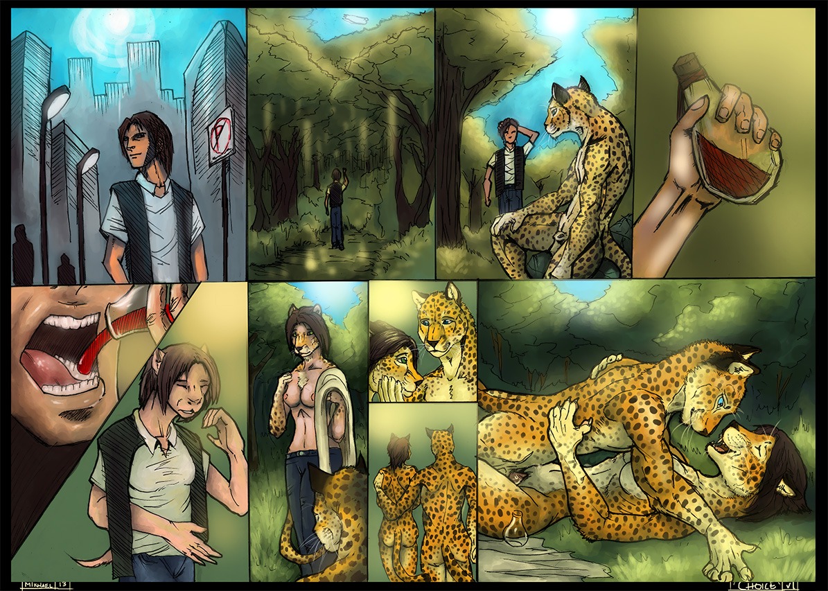 2013 animal_genitalia anthro anthro_on_anthro blue_eyes bottle bottomwear breasts brown_hair city clothed clothing comic container darksilver detailed_background drinking e621 erection eye_contact eyes_closed felid female feranya forest from_front_position fur gender_transformation genitals grass green_eyes group hair human_to_anthro leopard looking_at_another lying male male/female mammal markings missionary_position nipples nude on_back open_mouth outside pantherine pants park partially_clothed penetration penis plant potion public sex sheath shirt sign smile species_transformation spots spotted_body spotted_fur tail tongue topless topwear transformation tree vaginal vaginal_penetration vest yellow_body yellow_fur