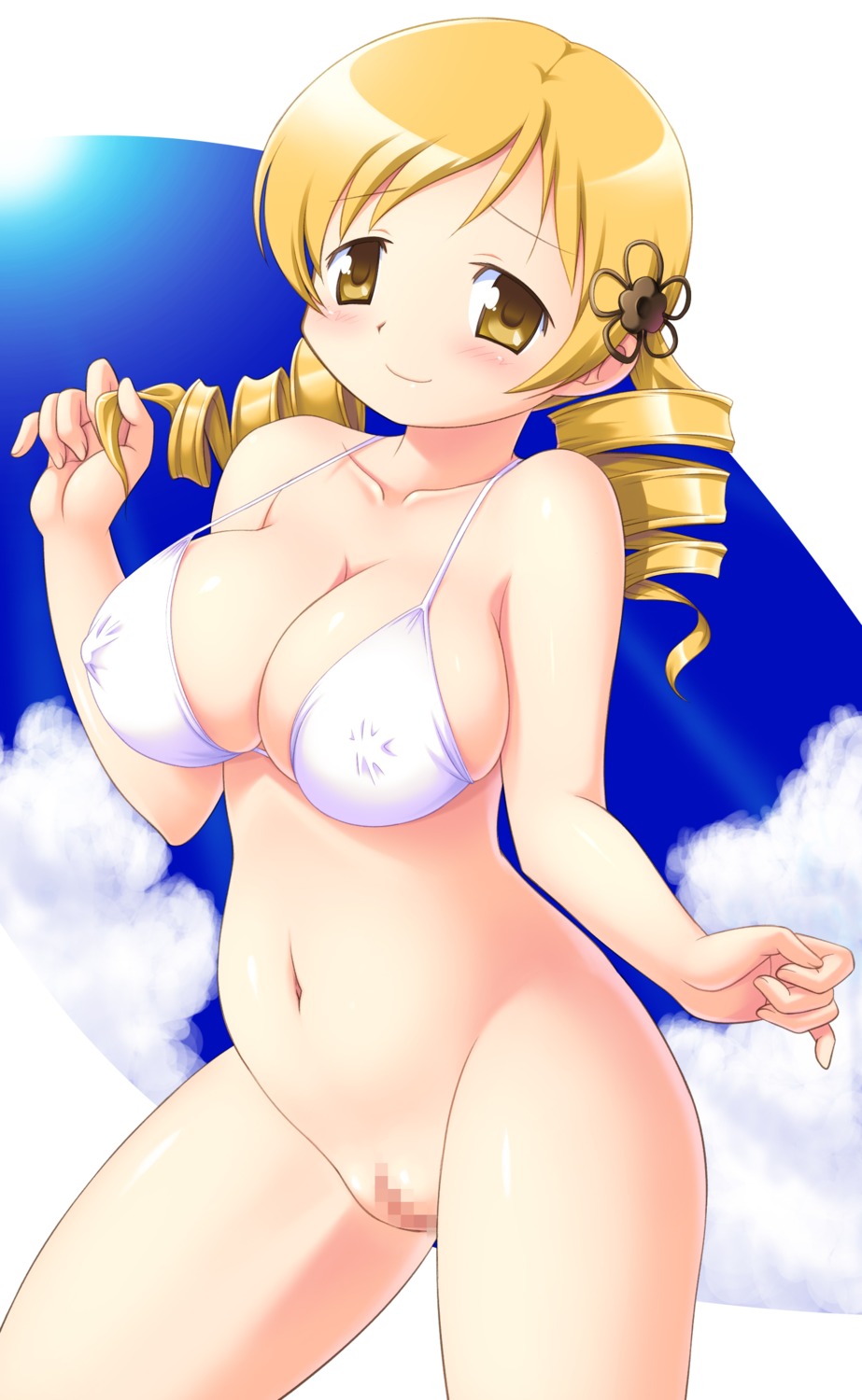 bikini bikini_top blonde_hair drill_hair female mahou_shoujo_madoka_magica rule34 tagme tanuki_yousuke tomoe_mami