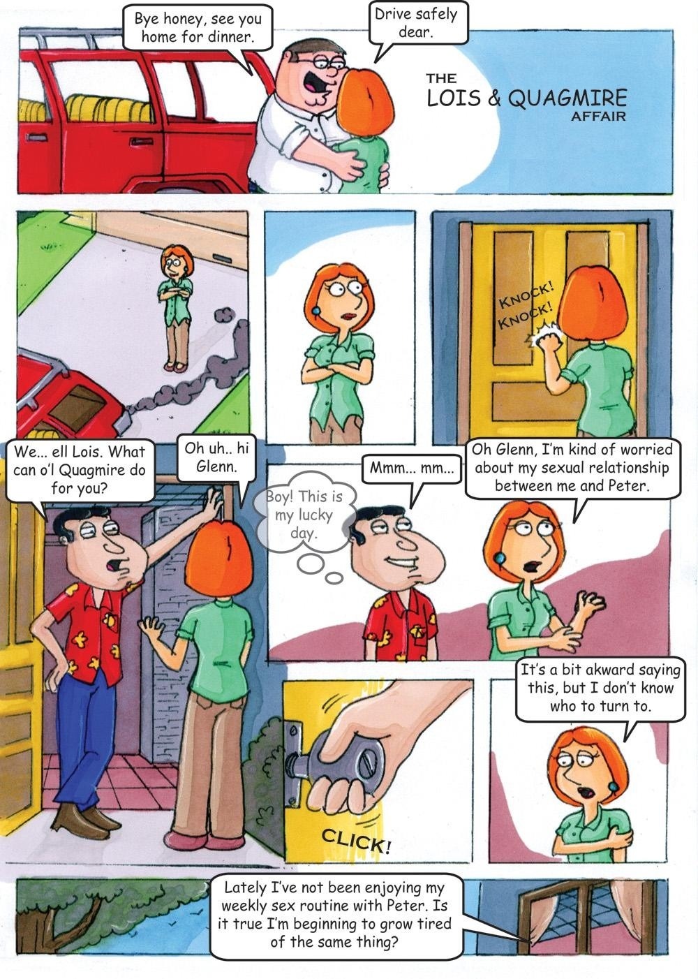 comic family_guy female glenn_quagmire human lois_griffin male peter_griffin rule34 straight