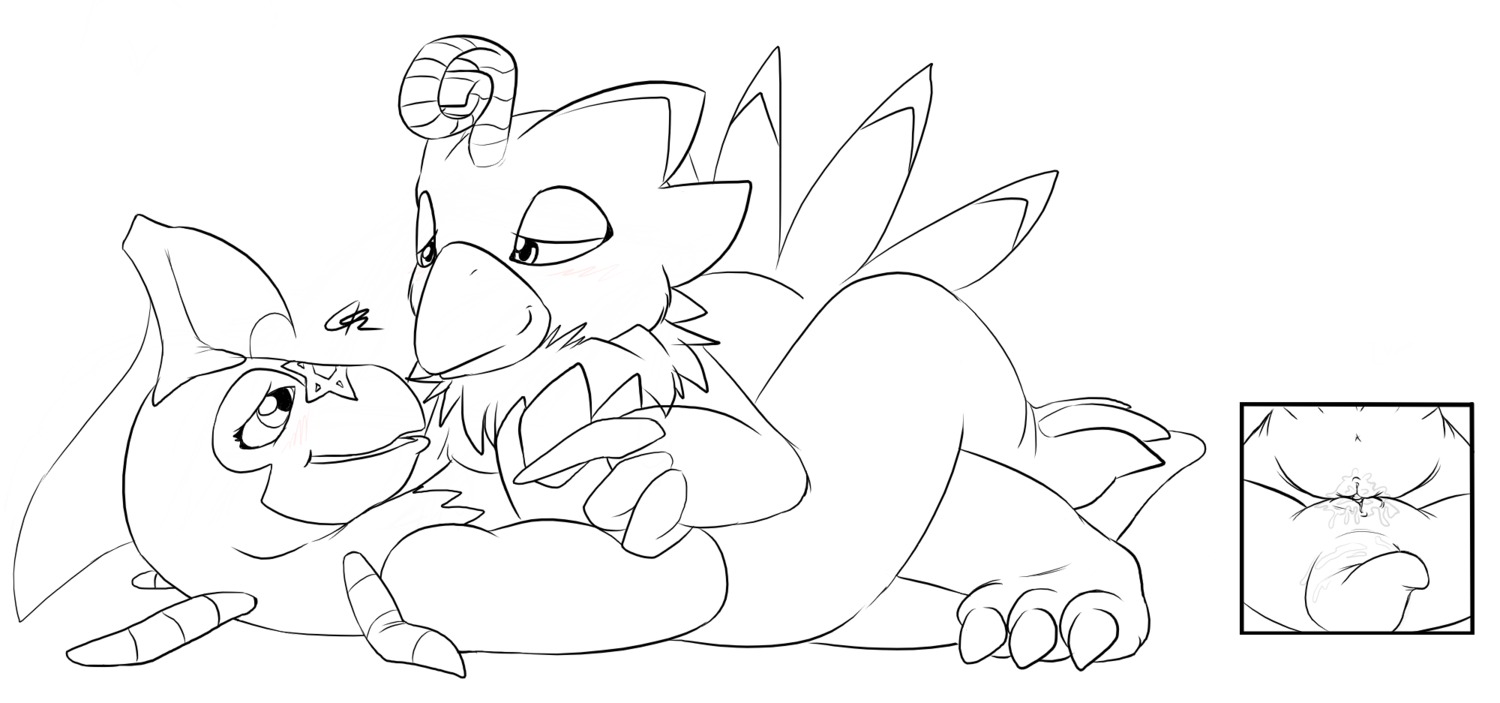 1animal avian bayleef beak biyomon crossover digimon female female_only feral feral_on_feral holding_hands interspecies monochrome multiple_females nude pokemon pokemon_(species) pussy pussy_juice rule34 scalie side_view tail_feathers vulva yuri