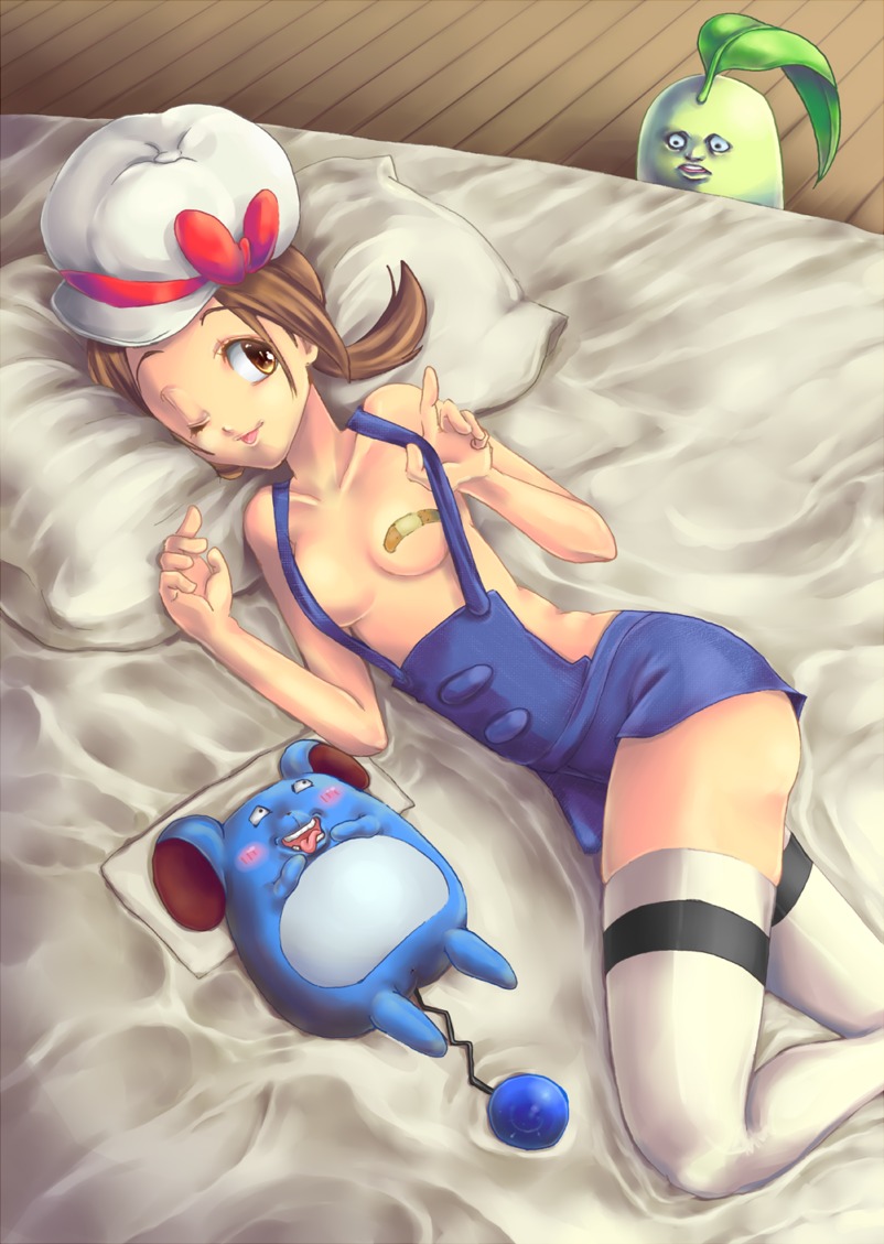 chikorita female human human_only lyra_(pokemon) marill nintendo pokemon rule34