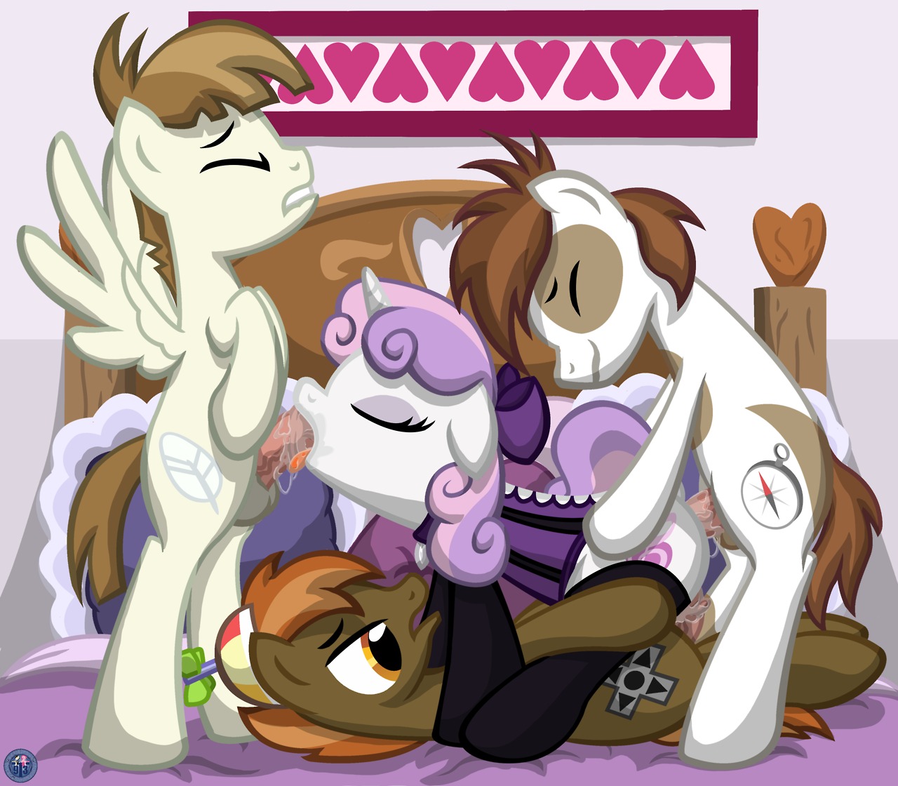 all_three_filled anal anal_penetration balls bed blush button_mash_(mlp) clothed clothing corset cutie_mark e621 earth_pony equid equine erection eyes_closed feathered_wings feathers featherweight_(mlp) fellatio female feral feral_on_feral feral_penetrated feral_penetrating feral_penetrating_feral foursome friendship_is_magic furniture gangbang genitals group group_sex hasbro horn horse legwear lingerie looking_pleasured lying male male/female male_on_bottom male_penetrating mammal my_little_pony mythological_creature mythological_equine mythology nude on_back on_bottom oral oral_penetration pegasus penetration penile penile_penetration penis pipsqueak_(mlp) pony sex spitroast stockings sweetie_belle_(mlp) template93 topwear triple_penetration unicorn vaginal vaginal_penetration wing_boner wings young young_feral young_on_young
