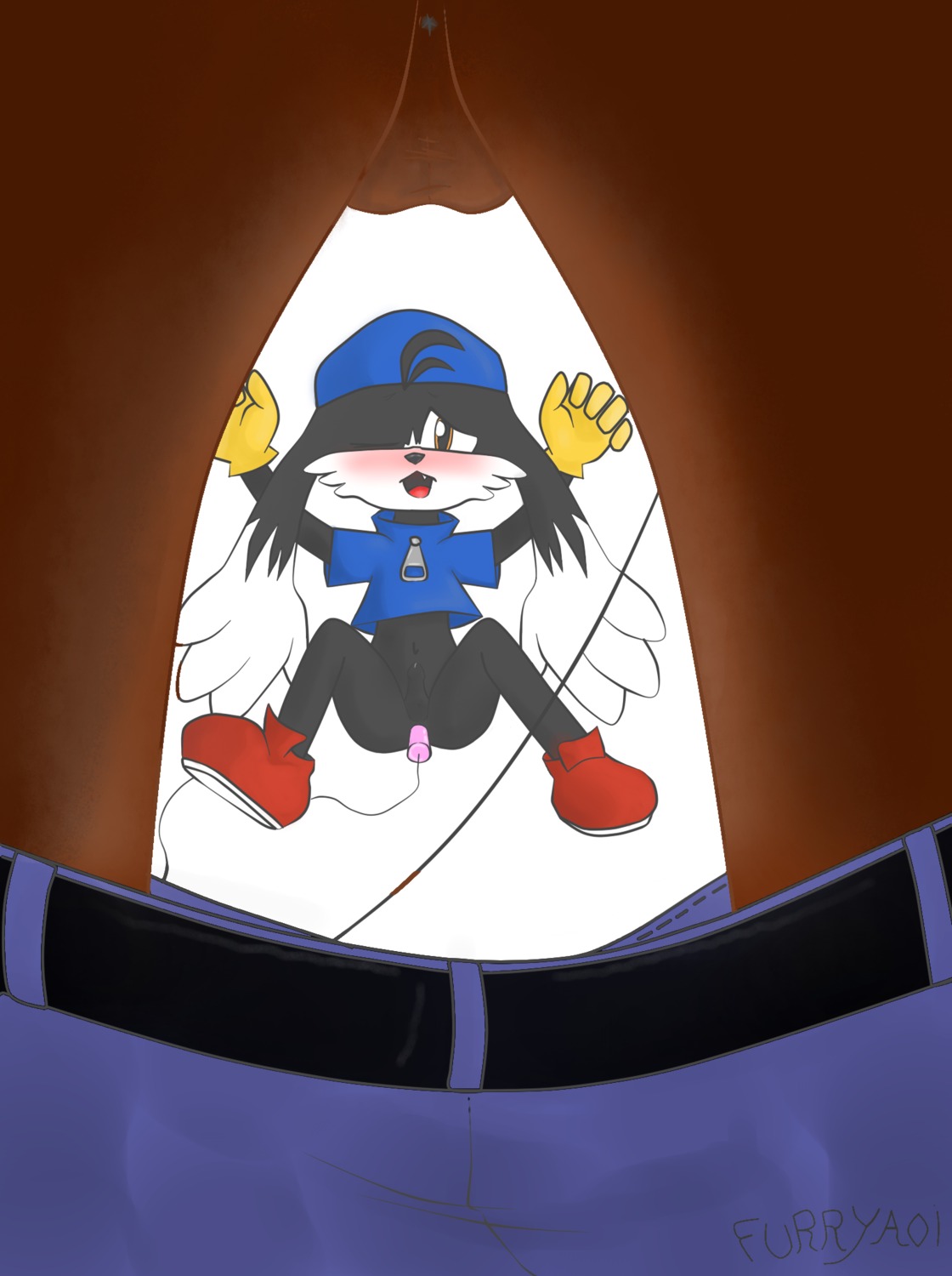 anal anal_penetration anthro balls bandai_namco black_body black_fur blush bottomless brown_body brown_fur clothed clothing domestic_cat duo e621 felid feline felis footwear from_behind_position fur furryaoi genitals gloves handwear hat headgear headwear hi_res klonoa klonoa_(series) male mammal nude object_in_ass one_eye_closed penetration penis raised_arm sex sex_toy sex_toy_in_ass sex_toy_insertion shoes simple_background vibrator vibrator_in_ass white_background