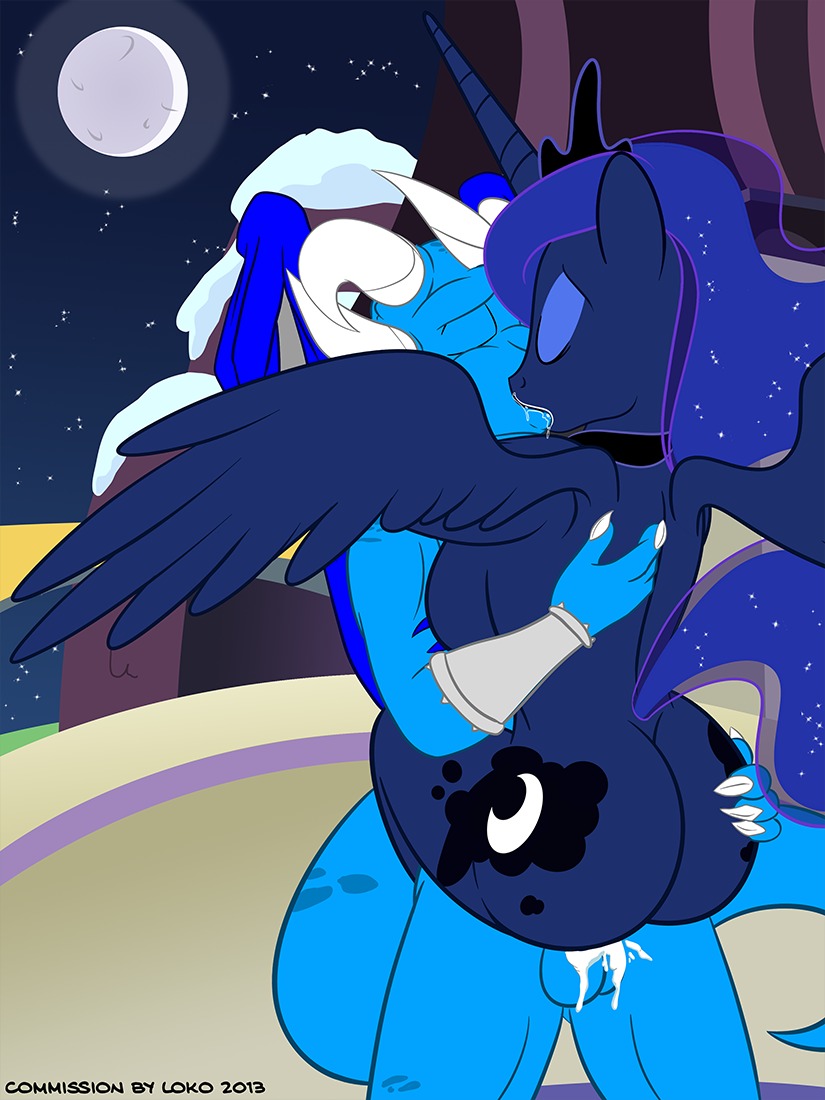 2013 3:4 anthro anthrofied balls big_breasts big_butt blue_hair bodily_fluids breasts butt butt_grab canon_x_oc crown cum cum_in_vagina cum_inside cutie_mark digital_media_(artwork) dragon duo e621 el-loko equid equine erection eyes_closed fan_character feathered_wings feathers female female_penetrated flat_colors friendship_is_magic full_moon genital_fluids genitals hair hand_on_butt hasbro headgear horn kiss_on_lips kissing long_hair male male/female male_penetrating male_penetrating_female mammal moon my_little_pony mythological_creature mythological_equine mythological_scalie mythology night orgasm outside penetration penile penile_penetration penis penis_in_vagina princess princess_luna_(mlp) raised_tail royalty saliva scalie sex side_boob sky standing standing_sex star starry_sky tail tiara vaginal vaginal_penetration winged_unicorn wings