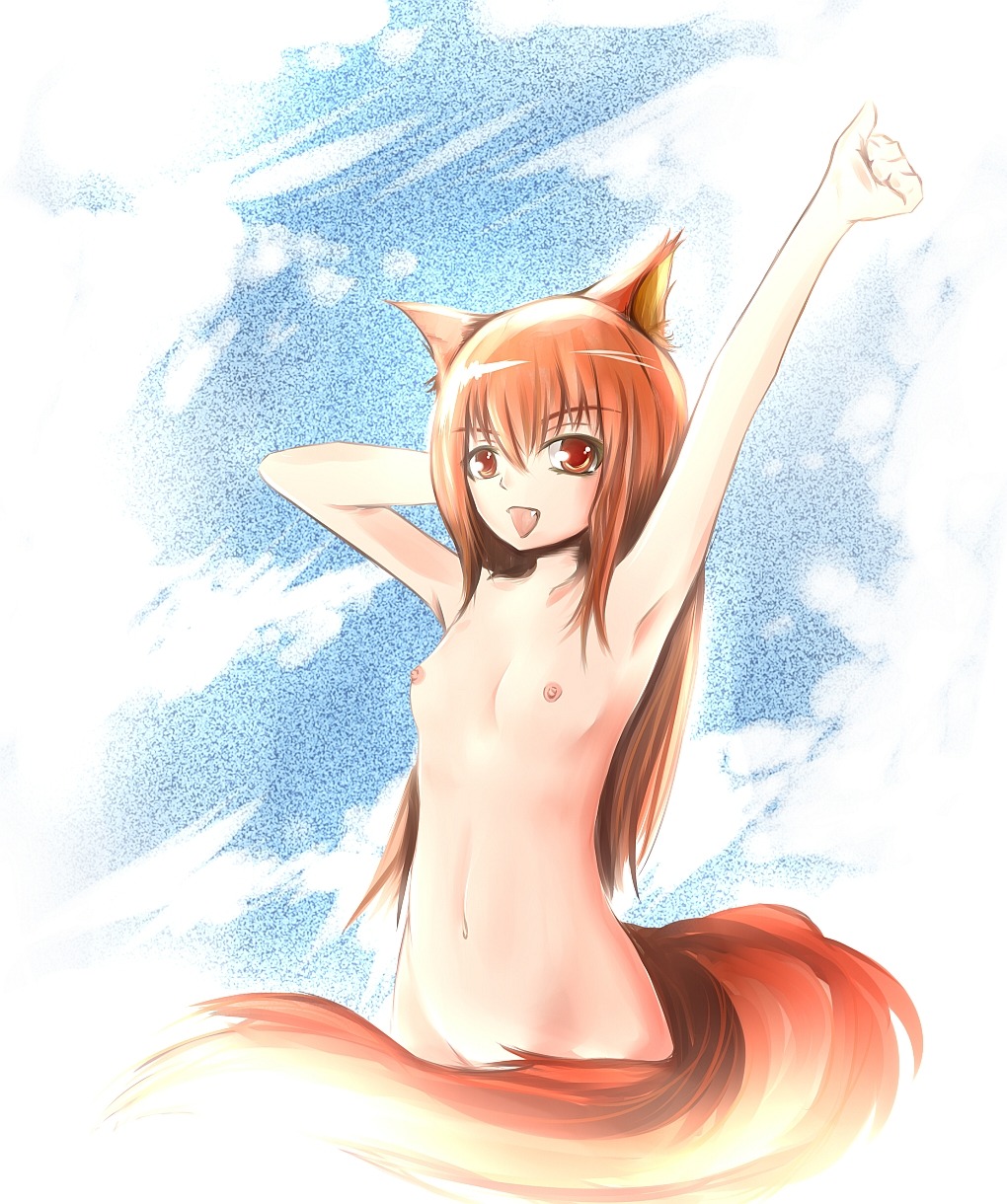 1girls armpits completely_nude female flat_chest holo nude nude_female nudist outdoors outside rule34 spice_and_wolf tagme