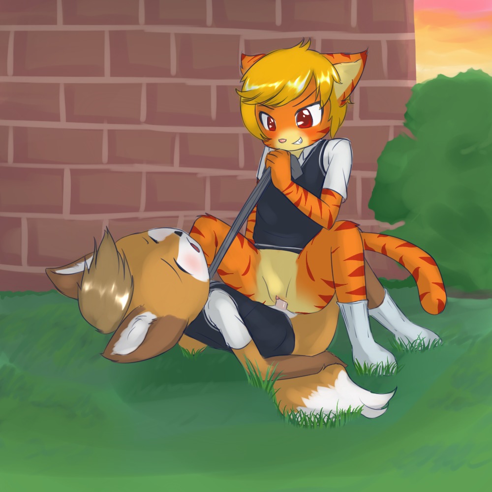 1:1 anthro anthro_on_anthro bottomless canid canine clothed clothing delicious_(artist) domestic_cat dominant dominant_female duo e621 erection eyes_closed felid feline felis female female_penetrated fox genitals male male/female male_penetrating male_penetrating_female mammal outside pantherine penetration penile penile_penetration penis penis_in_vagina red_eyes sex submissive submissive_male tail tiger vaginal vaginal_penetration vulva young young_anthro
