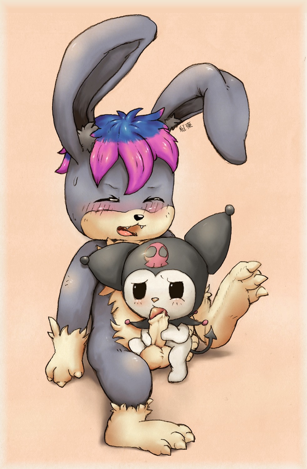 age_difference ambiguous_gender ambiguous_penetrated anthro balls chibi demon duo e621 erection fellatio fion_bunny foreskin genitals hi_res hood humanoid_genitalia humanoid_penis kuromi lagomorph leporid male male/ambiguous male_penetrating male_penetrating_ambiguous mammal momiji-kun onegai_my_melody oral oral_penetration penetration penile penis rabbit retracted_foreskin sanrio sex spade_tail tail young young_ambiguous young_anthro young_male young_on_young younger_penetrated