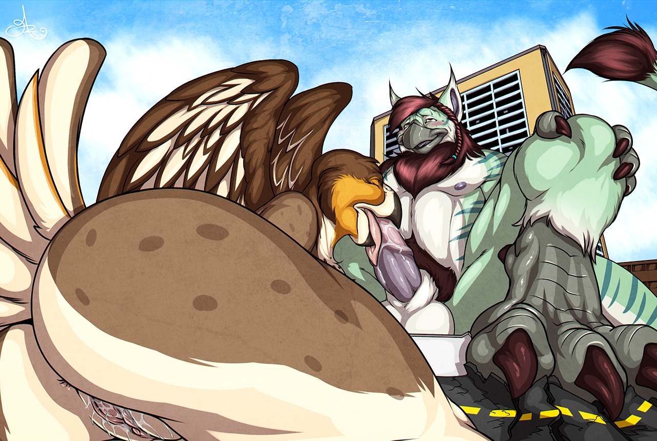 animal_genitalia anthro anus avian balls beak beak_fetish beak_play beak_sex beakjob blush bodily_fluids butt claws duo e621 erection eyes_closed feathered_wings feathers feet fellatio female female_penetrated genital_fluids genitals gryphon licking macro macro_on_macro male male/female male_penetrating male_penetrating_female modem_redpill muscular mythological_avian mythological_creature mythology nipples nude oral oral_penetration pecs penetration penile penis presenting sex sheath tail talons toe_claws toes tongue tongue_out vaginal_fluids vulva wings