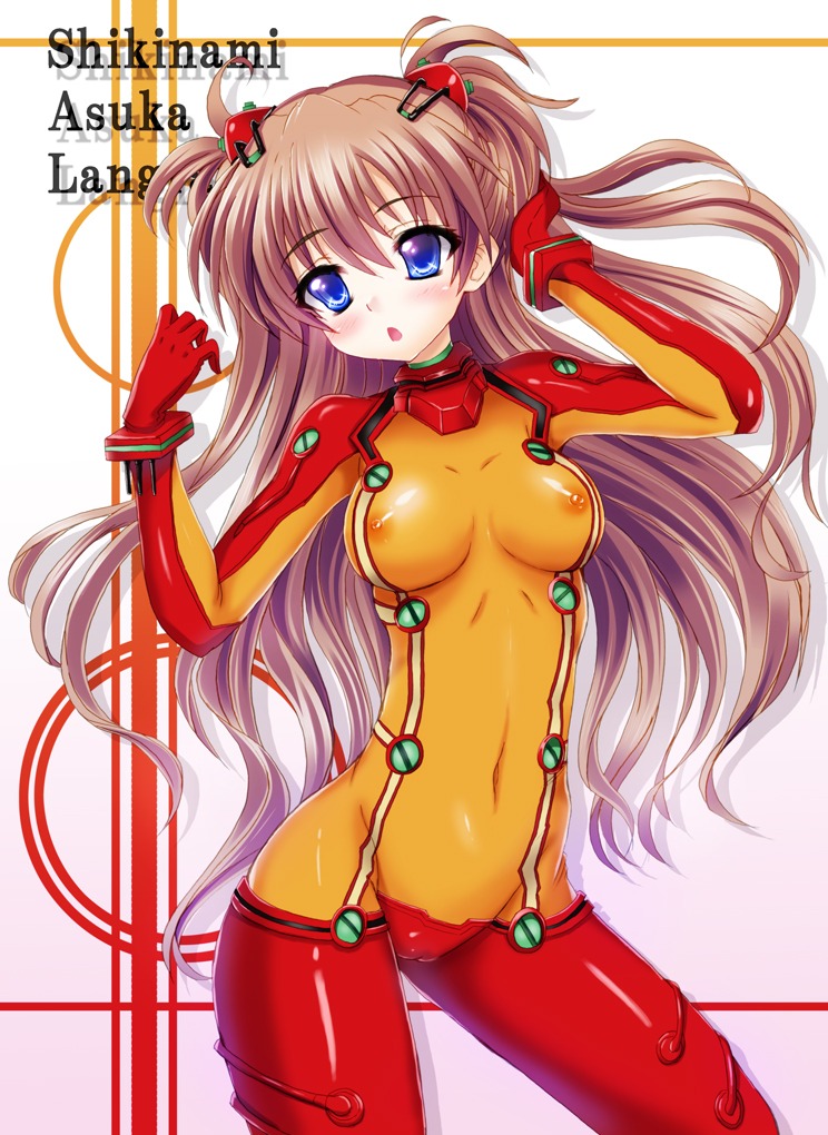 asuka_langley_sohryu blue_eyes blush breasts brown_hair cameltoe clothing erect_nipples erect_nipples_under_clothes female female_only hair human kamishiro_ryuu long_hair medium_breasts navel neon_genesis_evangelion nipples plugsuit pussy rebuild_of_evangelion rule34 see-through see-through_clothing skin_tight solo test_plugsuit