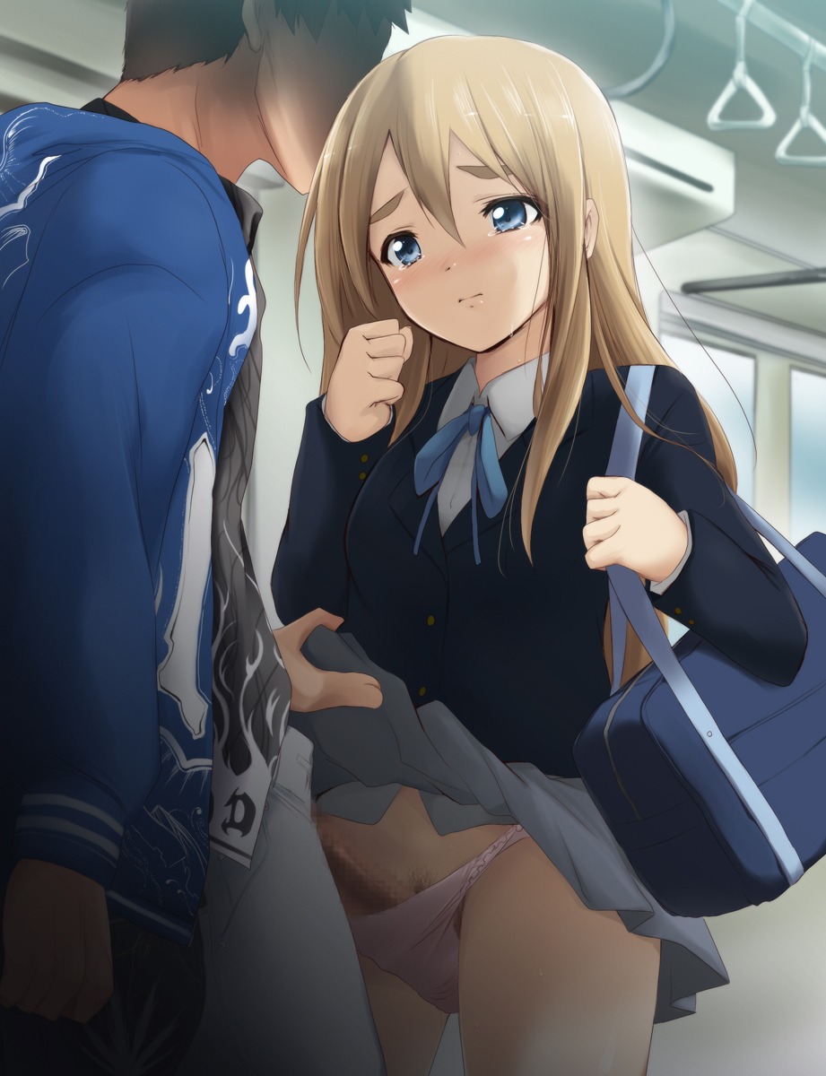 1boy 1girls blonde_hair blue_eyes censored dubious_consent female human human_only k-on! long_hair male panties penis public public_sex public_transportation rule34 school_uniform sexual_assault skirt_lift tagme tears train train_interior tsumugi_kotobuki_(k-on!)