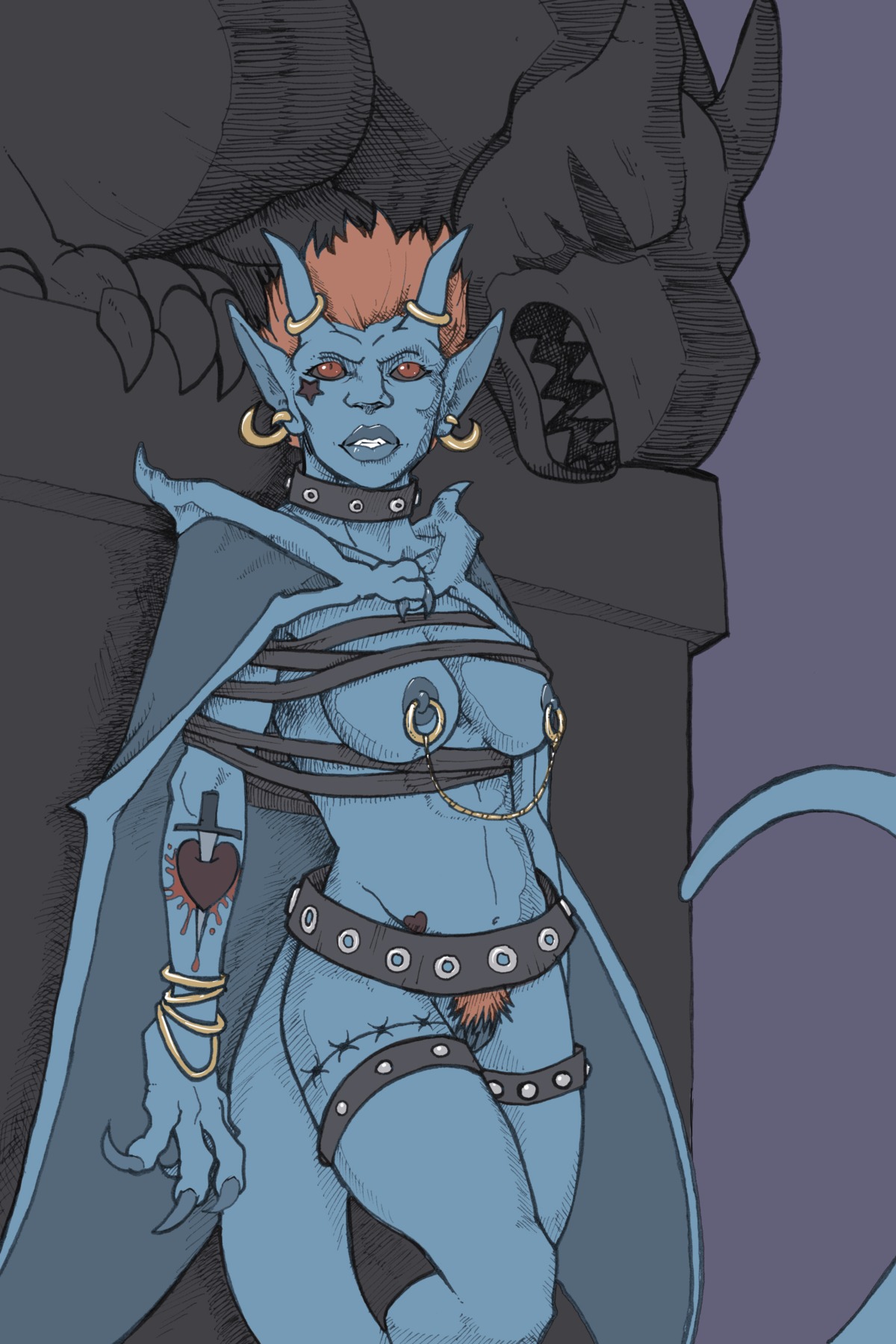 blue_skin breasts character_request disney dwalker female gargoyles presenting pussy rule34 solo