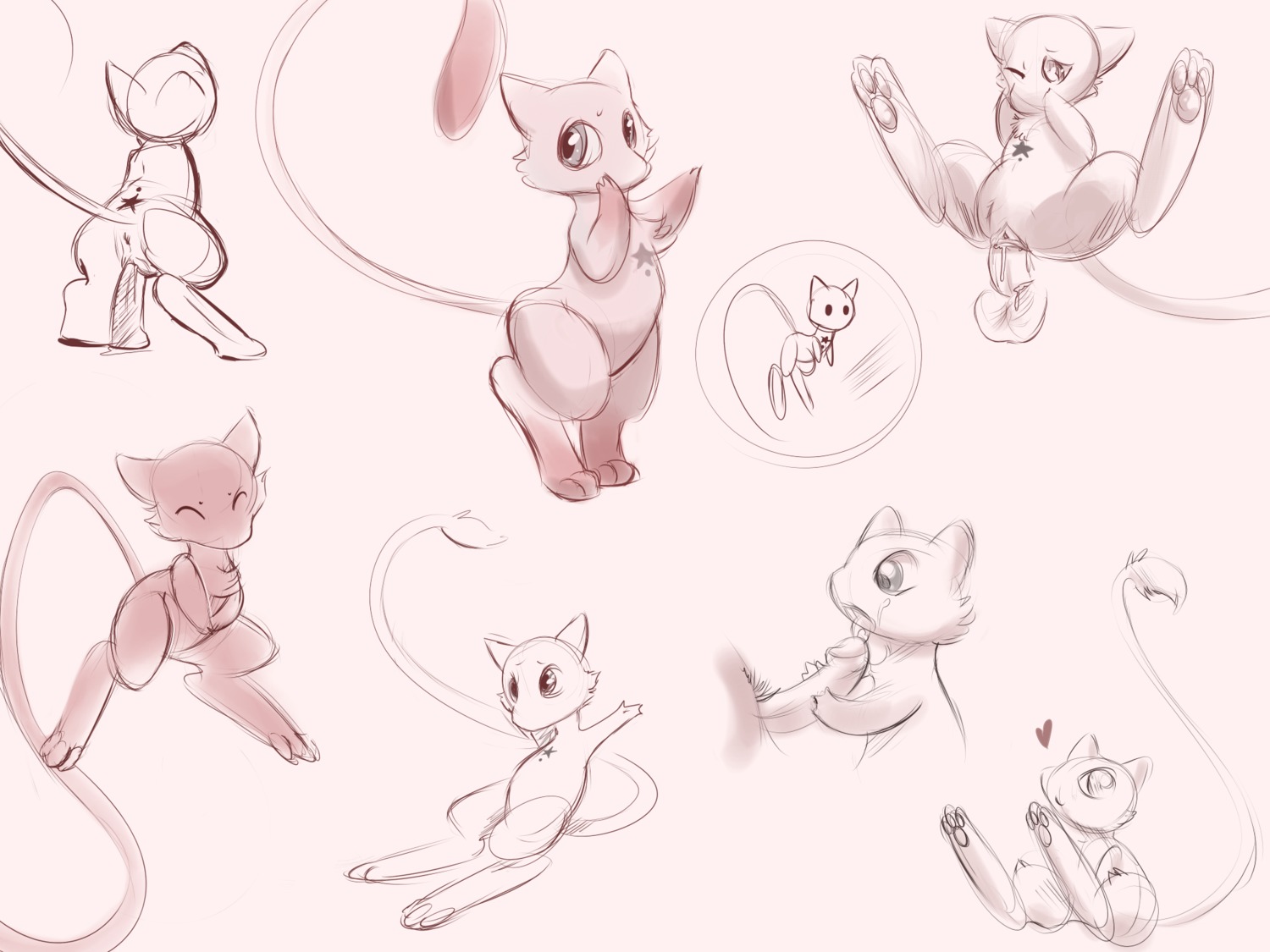 4:3 anus balls bodily_fluids cum disembodied_penis duo e621 erection fairyfloss female female_focus feral generation_1_pokemon genital_fluids genitals heart_symbol hi_res humanoid_genitalia humanoid_penis legendary_pokemon male male/female male_penetrating mew_(pokemon) monochrome multiple_images nintendo nude penetration penis pokemon pokemon_(species) semi-anthro sex sketch_page solo_focus star tail tattoo vaginal vaginal_penetration vulva