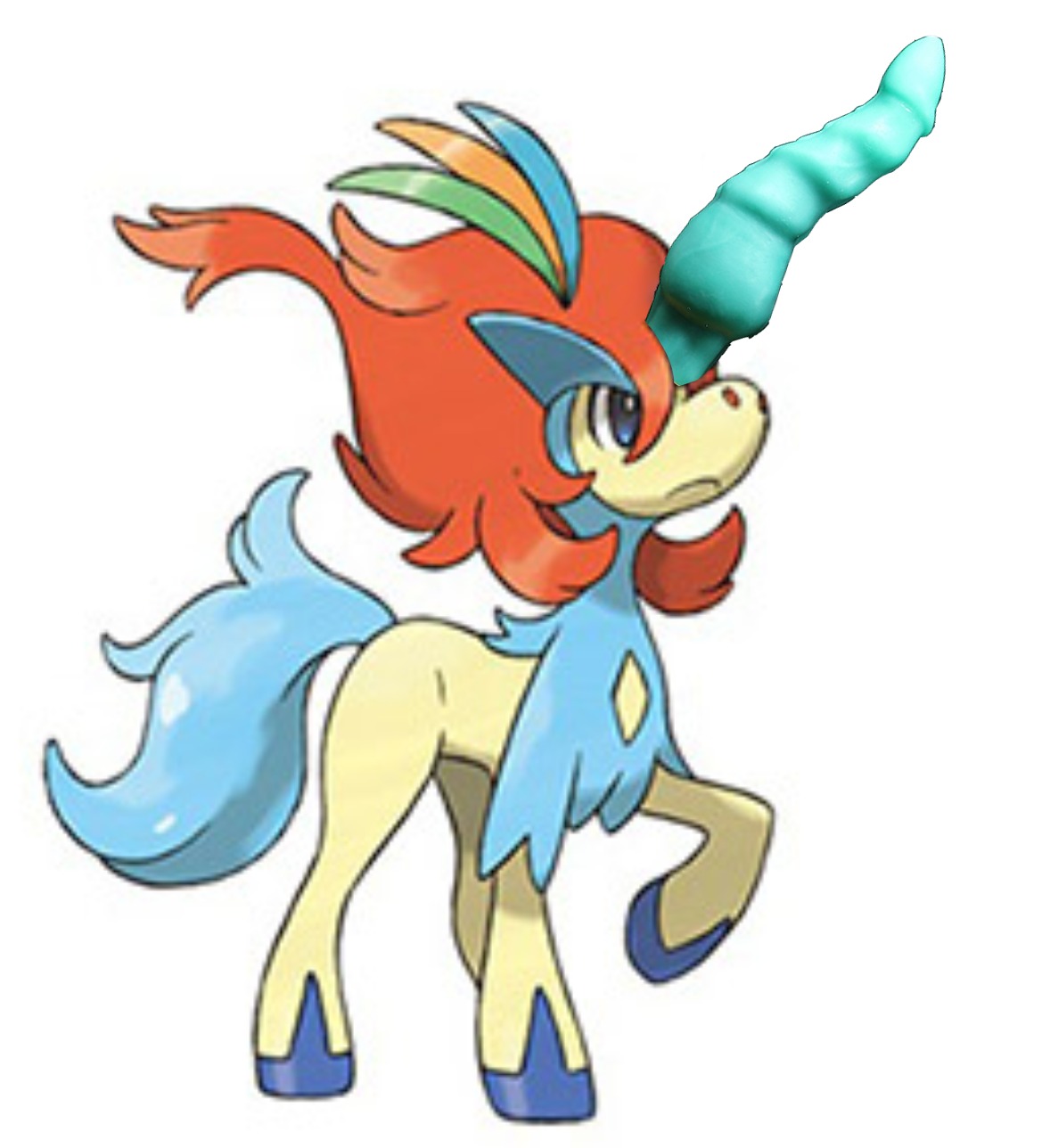 1000_hours_in_ms_paint all_fours blue_eyes blue_hair dildo e621 equid equine feral frown generation_5_pokemon genitals glistening grandfathered_content hair hi_res hooves horn keldeo keldeo_(resolute_form) legendary_pokemon male mammal mythological_creature mythological_equine mythology nintendo official_art penis penis_horn pokemon pokemon_(species) pseudo_horn quadruped raised_leg red_hair sex_toy shadow simple_background solo spread_legs spreading standing tail tan_body tan_skin third-party_edit unicorn unknown_editor white_background