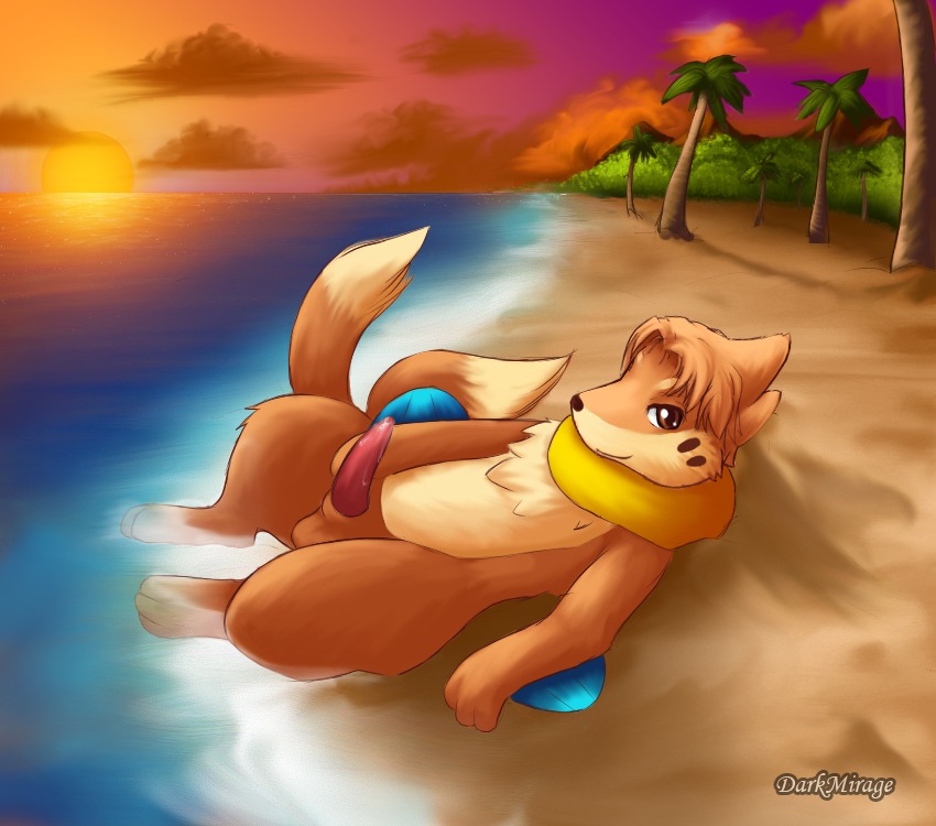 balls beach bodily_fluids buizel cloud cum darkmirage detailed_background e621 erection fan_character feet generation_4_pokemon genital_fluids genitals hindpaw lying male mammal mustelid nintendo nude nude_beach outside paws penis pokemon pokemon_(species) precum sea seaside sky solo sunset tail water