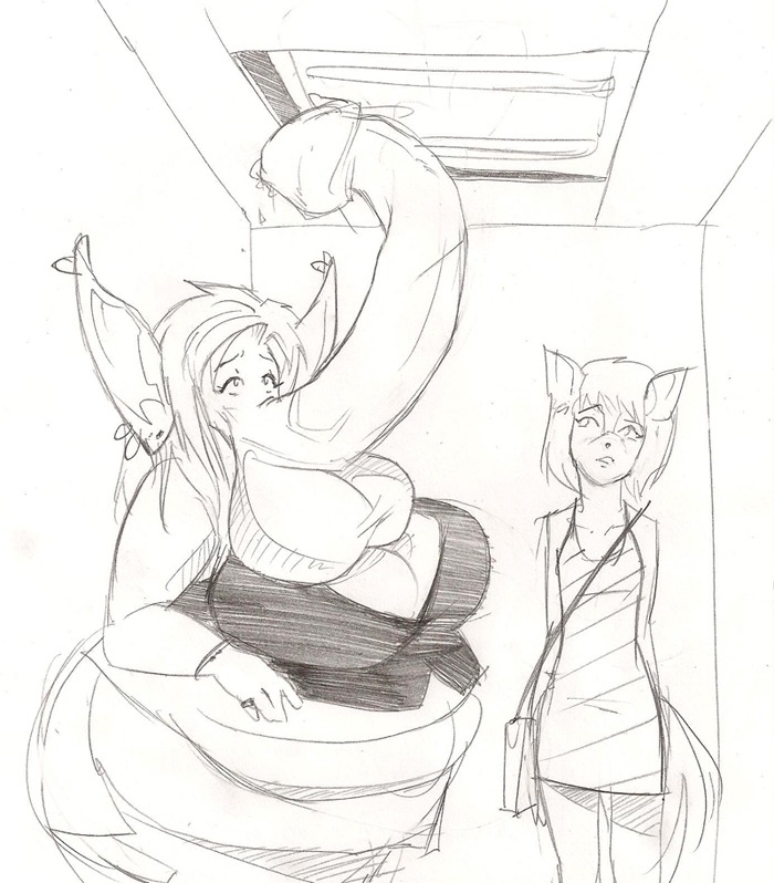 anthro art-act cocktrunk duo e621 elephant elephantid elevator erection female genitals greyscale gynomorph intersex mammal monochrome penis penis_nose proboscidean sketch slightly_chubby transformation what_has_science_done