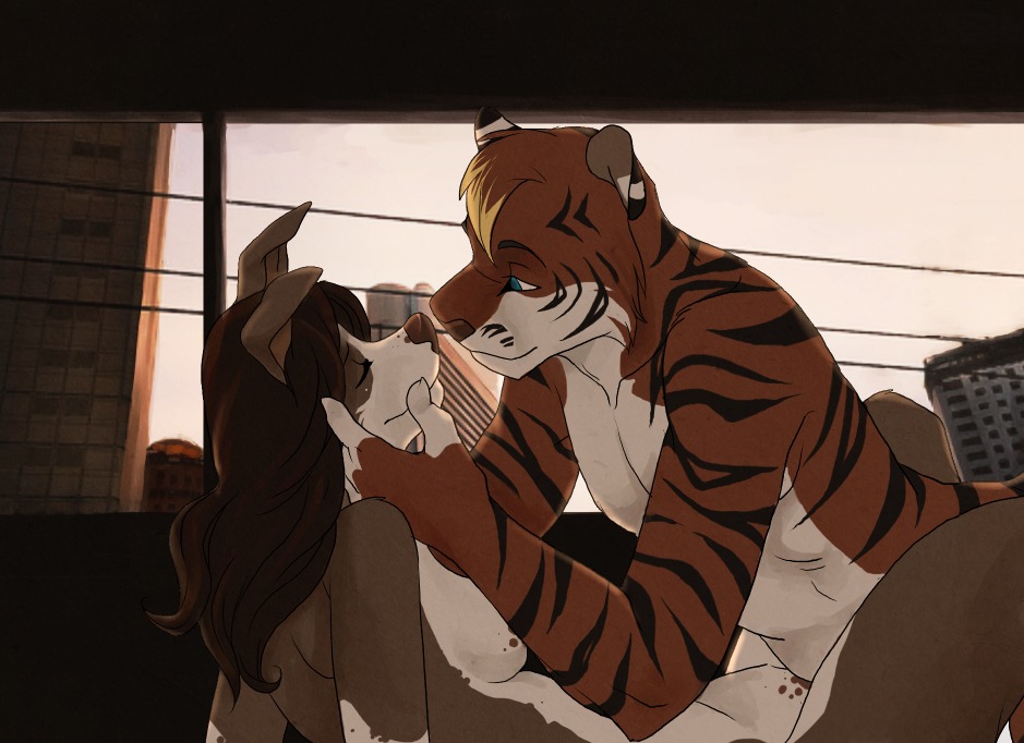 anthro breasts canid canine canis caressing detailed_background digital_media_(artwork) domestic_dog duo e621 eye_contact eyes_closed face_to_face felid female female_penetrated from_front_position inside interspecies jailbird looking_at_another love lying maggie_(etuix) male male/female male_penetrating male_penetrating_female mammal missionary_position nude o-tiger_(character) on_back pantherine penetration romantic romantic_couple sex shaded spread_legs spreading tasteful tiger