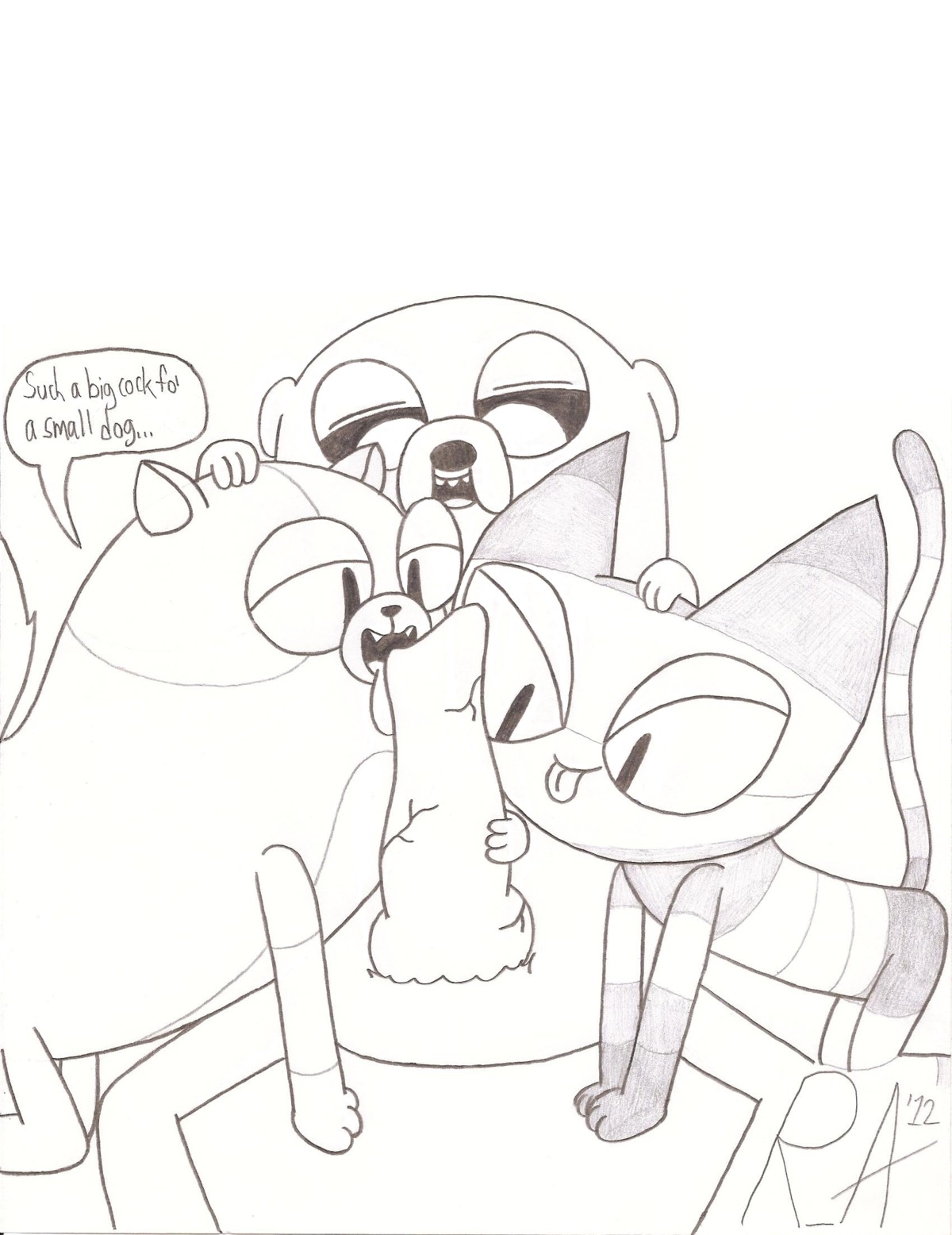 1boy 2girls adventure_time animal_genitalia animal_penis cake_the_cat canine canine_penis cat_girl catgirl dogboy feline female furry furry_only interspecies jake_the_dog licking_penis male me-mow penis random_anon rule34