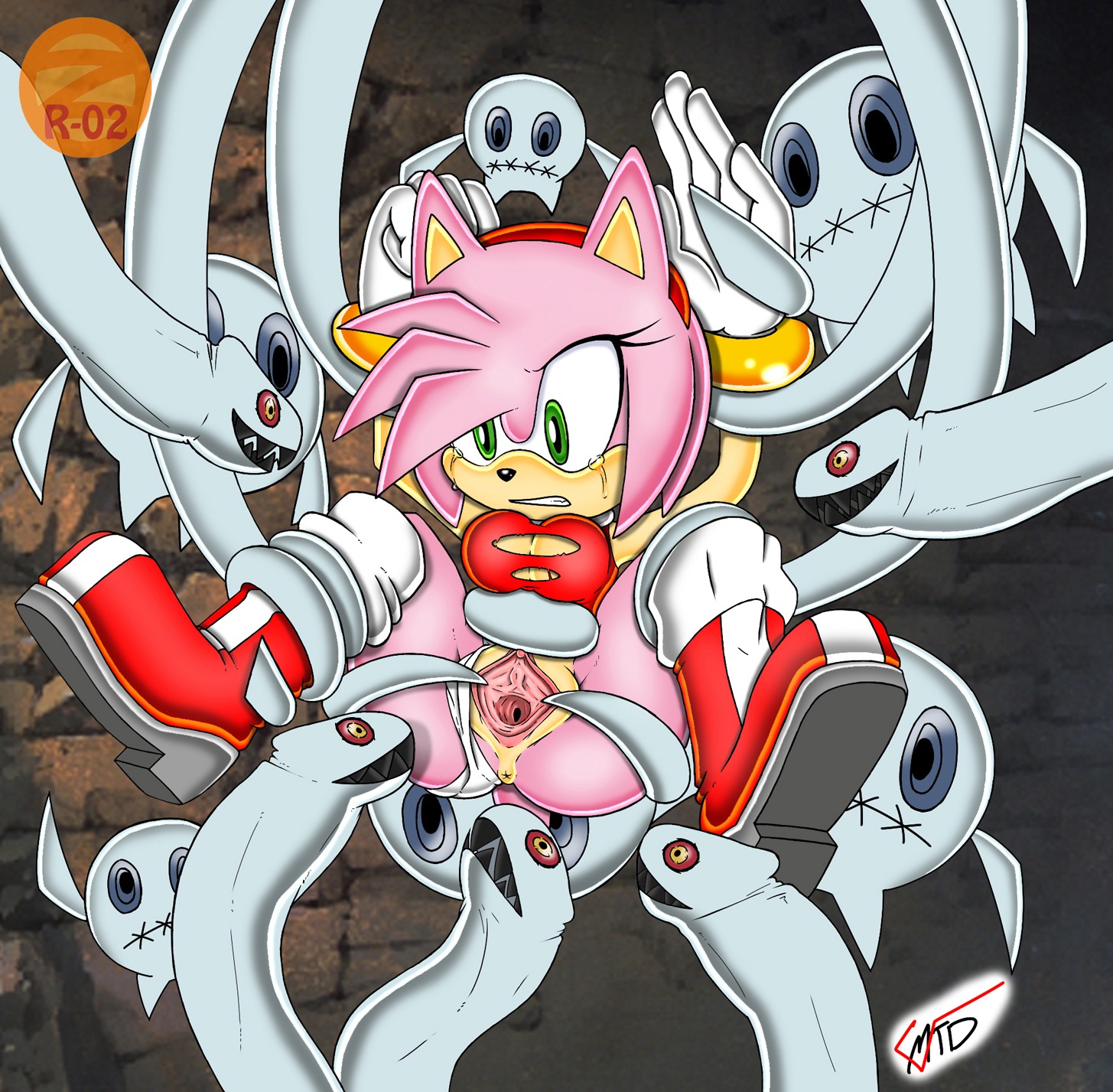 amy_rose anthro anus big_breasts boo_(sonic) breasts clothed clothing clothing_aside e621 eulipotyphlan female forced genitals ghost group hedgehog helpless hi_res imminent_rape imminent_sex mammal marthedog on_model panties panties_aside pink_body restrained restrained_by_tentacles sega sewn_mouth sonic_the_hedgehog_(series) spirit spread_legs spread_vulva spreading style_emulation tentacles underwear underwear_aside vulva zeta_r-02