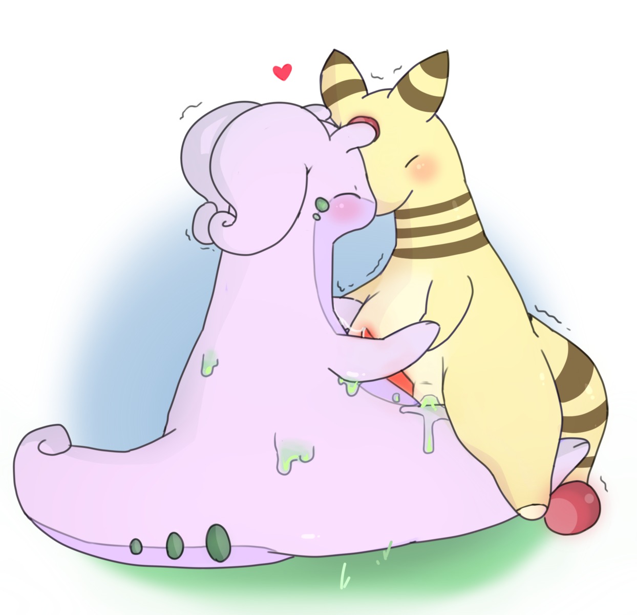 2014 2_toes ampharos blue_background blush bodily_fluids conditional_dnp cum cum_on_belly cum_on_body cum_on_penis cum_string dragon duo e621 erection eyes_closed feet feral generation_2_pokemon generation_6_pokemon genital_fluids genitals goodra happy heart_symbol hi_res male mythological_creature mythological_scalie mythology nintendo nude on_ground orb penis pokemon pokemon_(species) scalie simple_background sitting slime smile tail toes watermelon_(artist) white_background yellow_body yellow_skin ワタメ