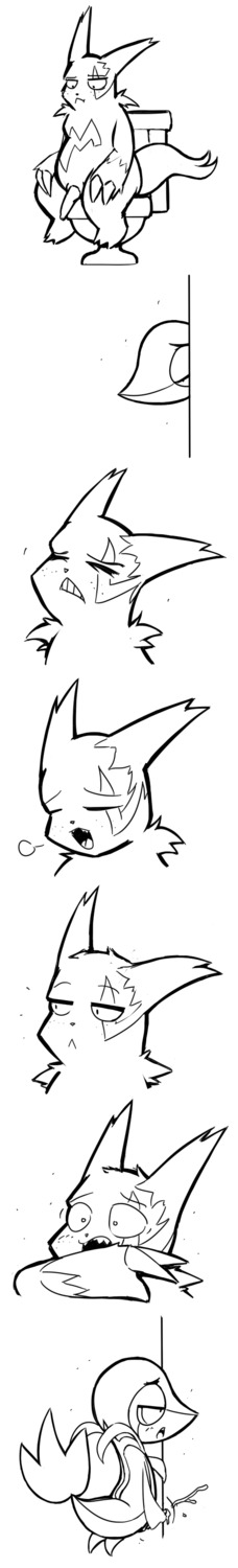 claws feral fur handjob interspecies male male_only masturbation monochrome multiple_males nude penis pokemon pokemon_(species) rule34 sitting snivy tagme zangoose