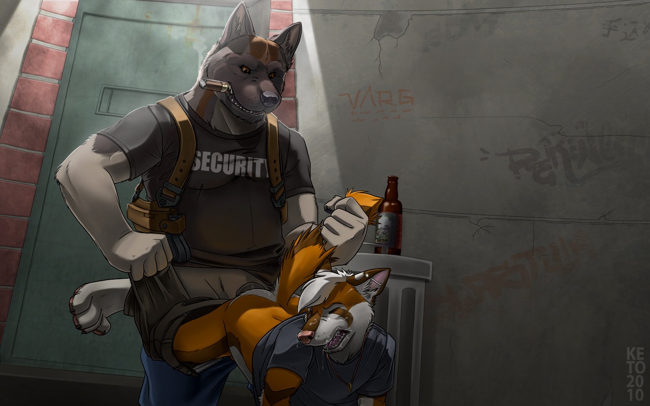 16:10 age_difference akita alcohol all_fours alley anal anal_penetration animal_genitalia anthro beer beverage biceps bodily_fluids bottomwear bottomwear_down bouncer canid canine canis cigar clothed clothed_sex clothing doggystyle domestic_dog dominant duo e621 ear_piercing erection eyes_closed food forced fox from_behind_position genitals gun industrial_piercing keto larger_dom long_story looking_pleasured male male/male male_penetrated male_penetrating male_penetrating_male mammal muscular nightclub obscured_anal open_mouth pants pants_down partially_clothed penetration penis piercing raised_tail ranged_weapon rape rough_sex security sex sheath shirt size_difference slightly_chubby smoke smoking spitz story story_in_description tail tail_grab tears teeth text text_on_clothing text_on_shirt text_on_topwear topwear unprofessional_behavior wallpaper weapon widescreen