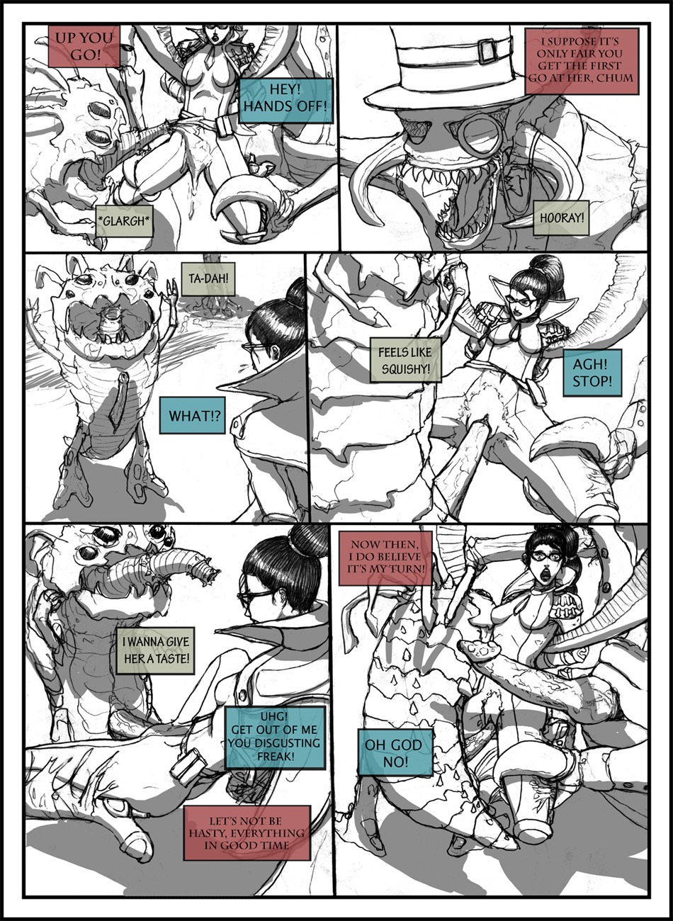 aka6 cho'gath comic english_text female gentleman_cho'gath kog'maw league_of_legends monster riot_games rule34 shauna_vayne straight text the_grind_series vayne voidborn