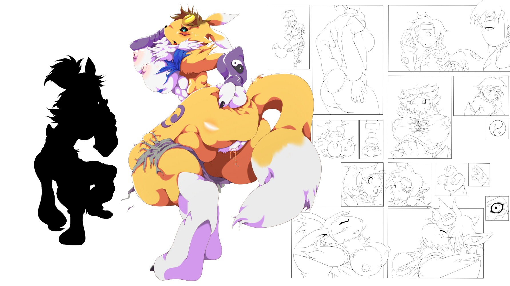 digimon digimon_(species) digimon_tamers female renamon rika_nonaka rule34 takato_matsuki transformation